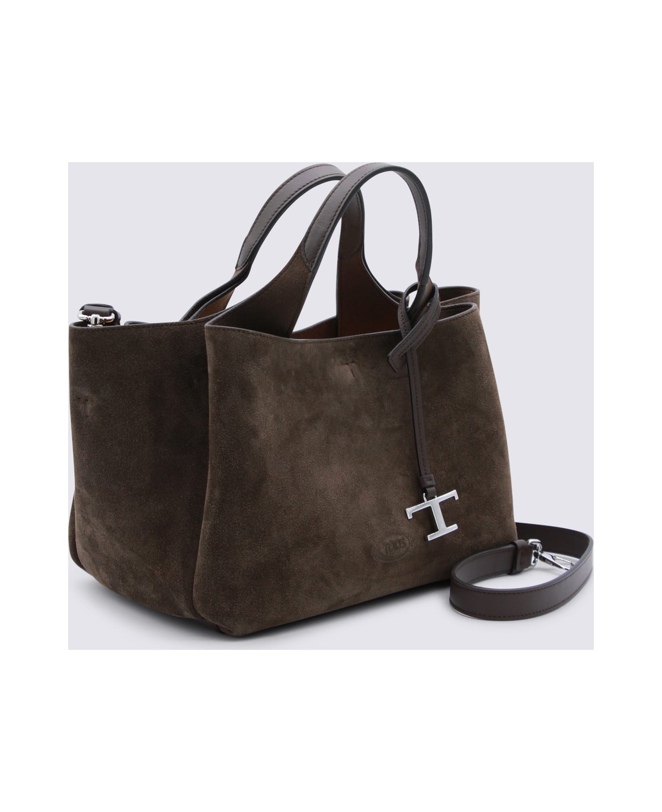 Tod's Brown Suede Leather Top Hansle Bag - Brown