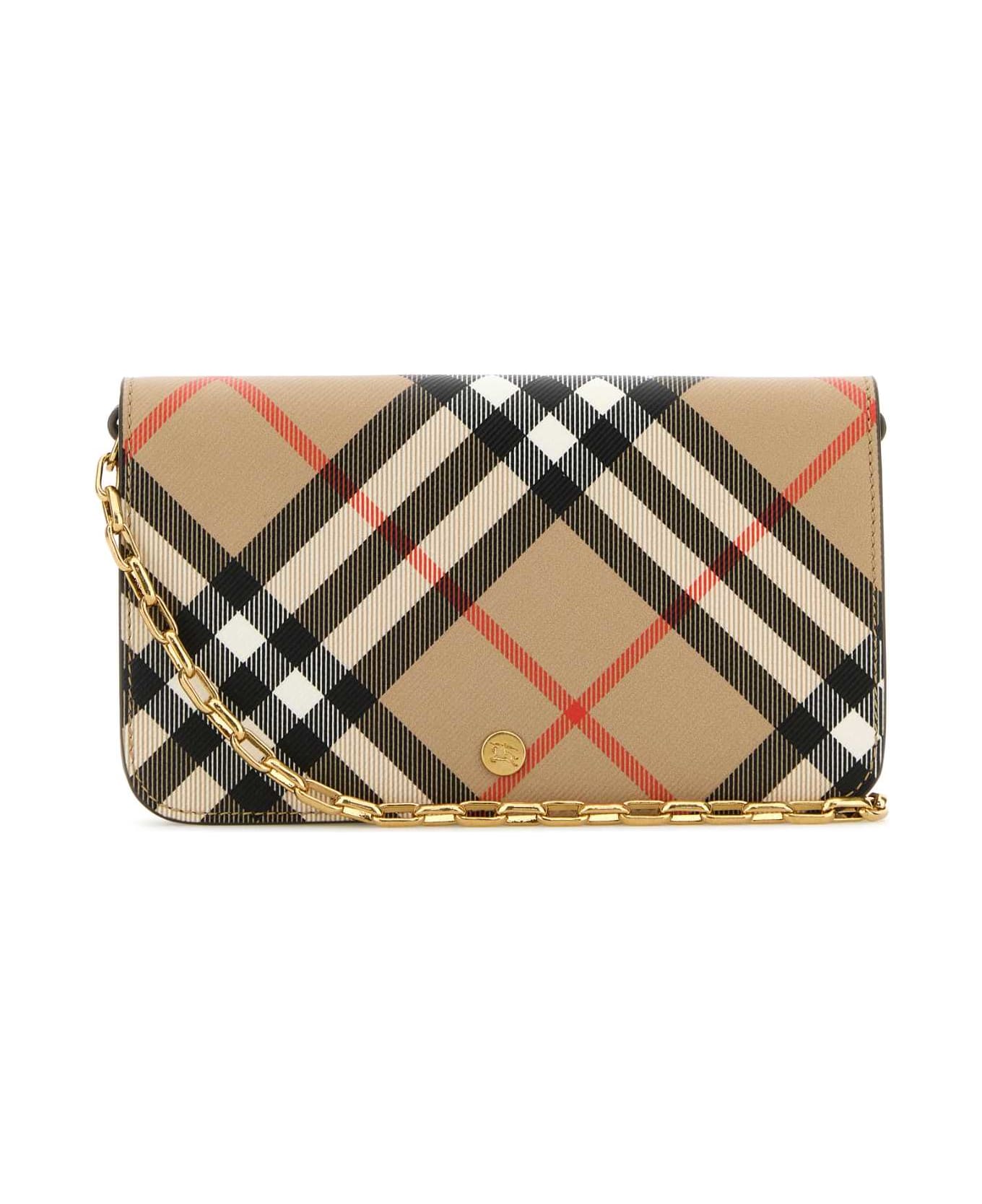 Burberry Printed Canvas Check Wallet - SAND