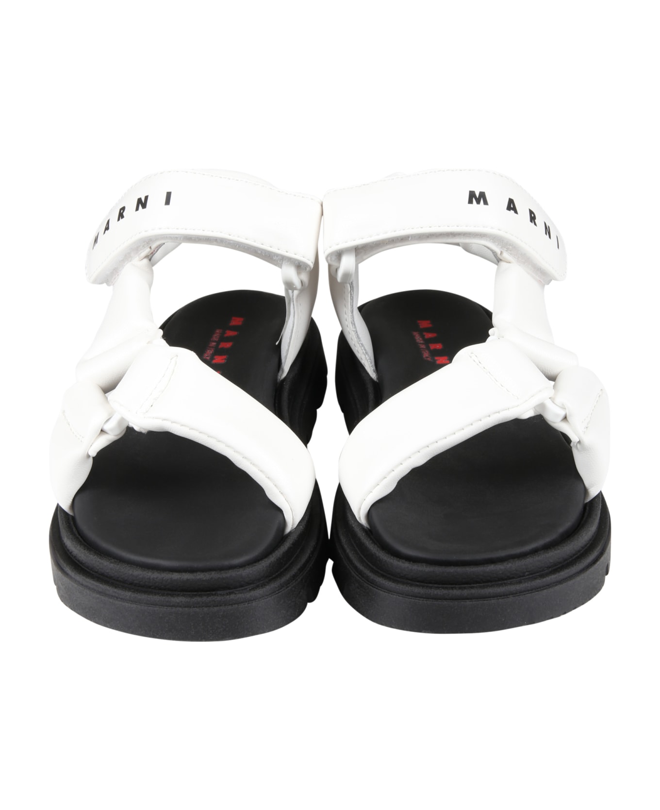 Marni Multicolor Sandals For Girl With Black Logo - White