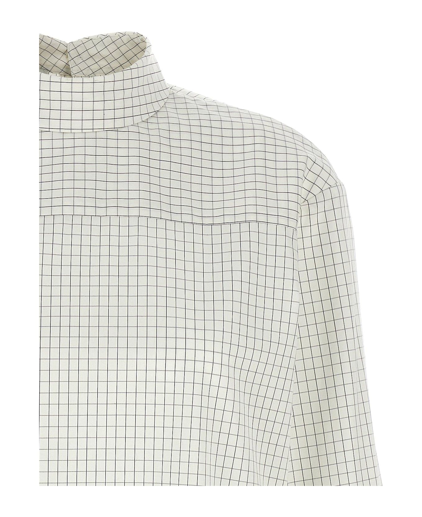 Dries Van Noten Grid Mock-neck Long Sleeved Shirt - WHITE
