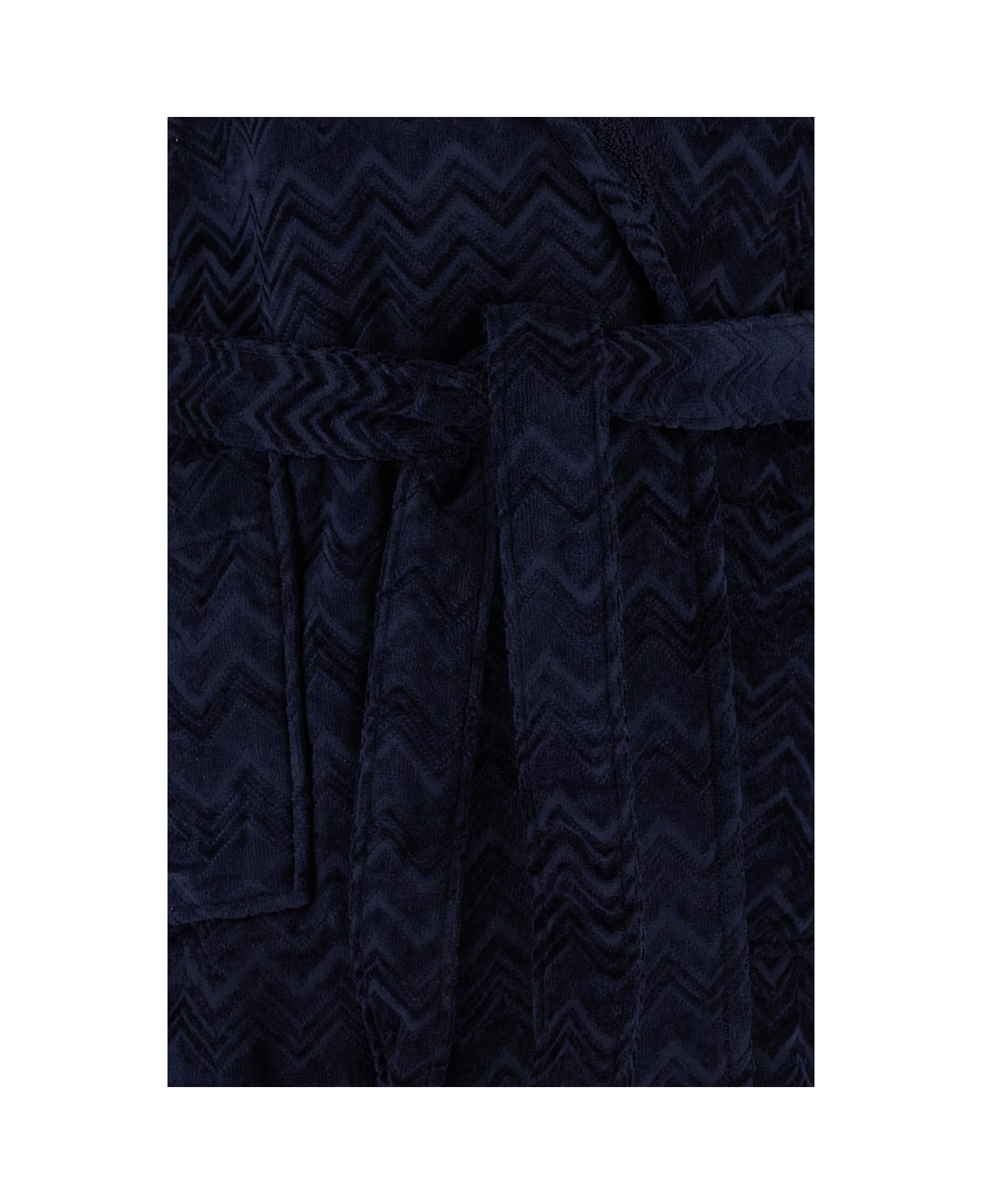 Missoni Blue Bathrobe With Zig Zag Motif In Cotton - Blu