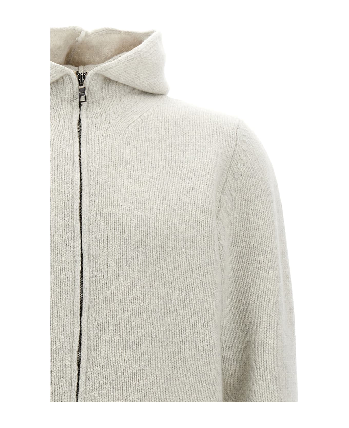 Giorgio Brato Destroyed Hooded Cardigan - White