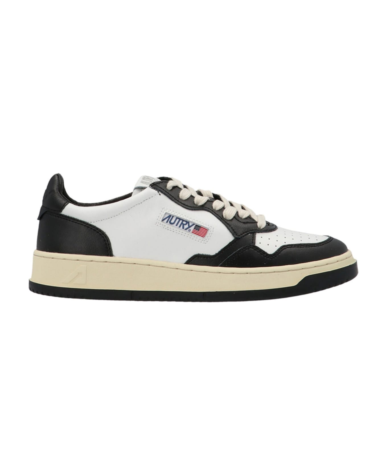 Autry Black And White Two-tone Leather Medalist Low Sneakers - White/black