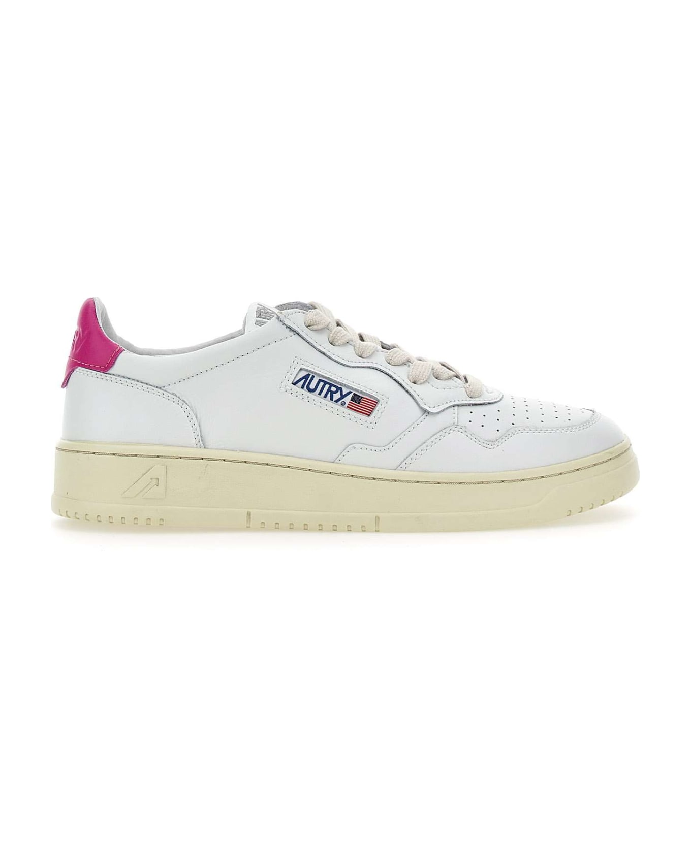 Autry 'll42' Leather Sneakers - WHITE/FUCHSIA