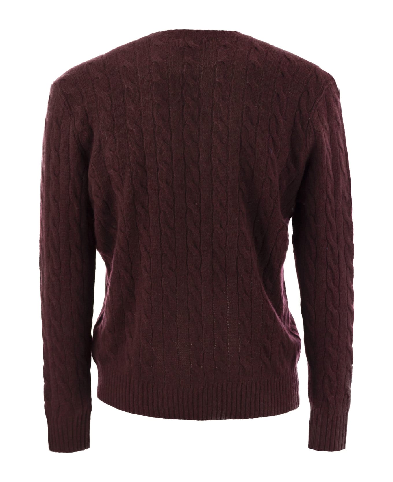 Polo Ralph Lauren Wool And Cashmere Cable-knit Sweater - Burgundy