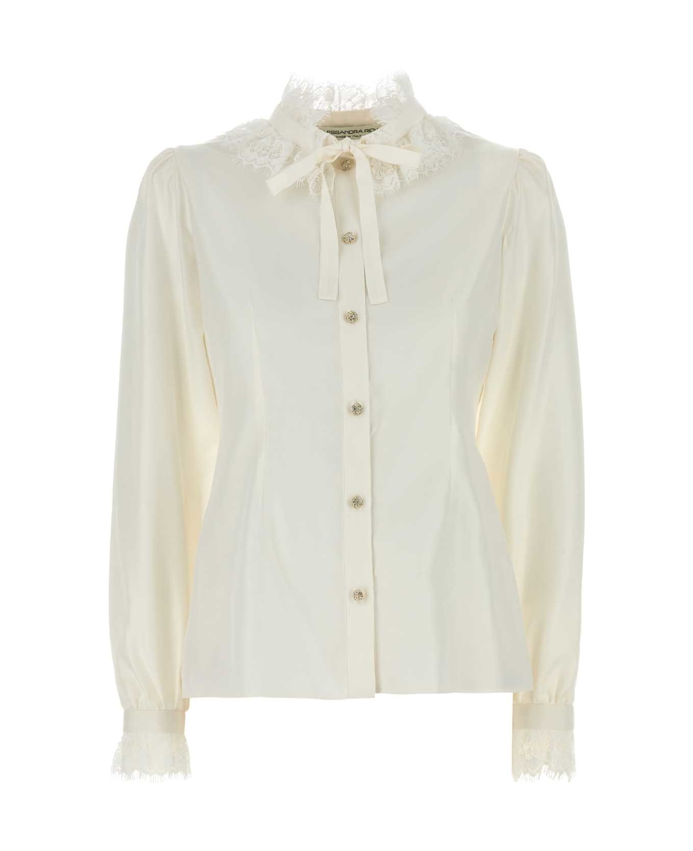 Alessandra Rich White Poplin Shirt - WHITE
