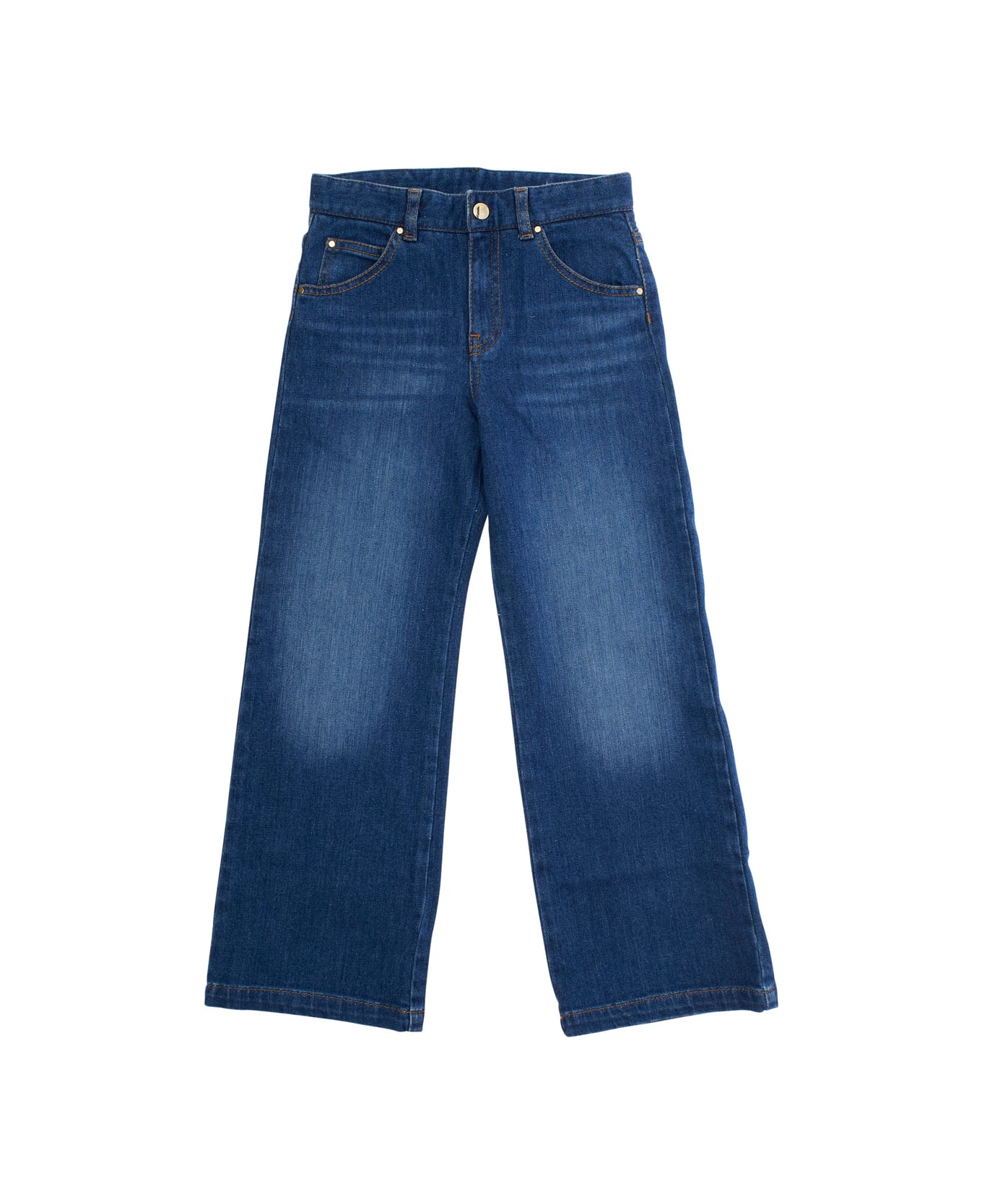 Chloé Blue Jeans With Belt Loops And Logo Patch On The Rear In Denim Girl - Blu