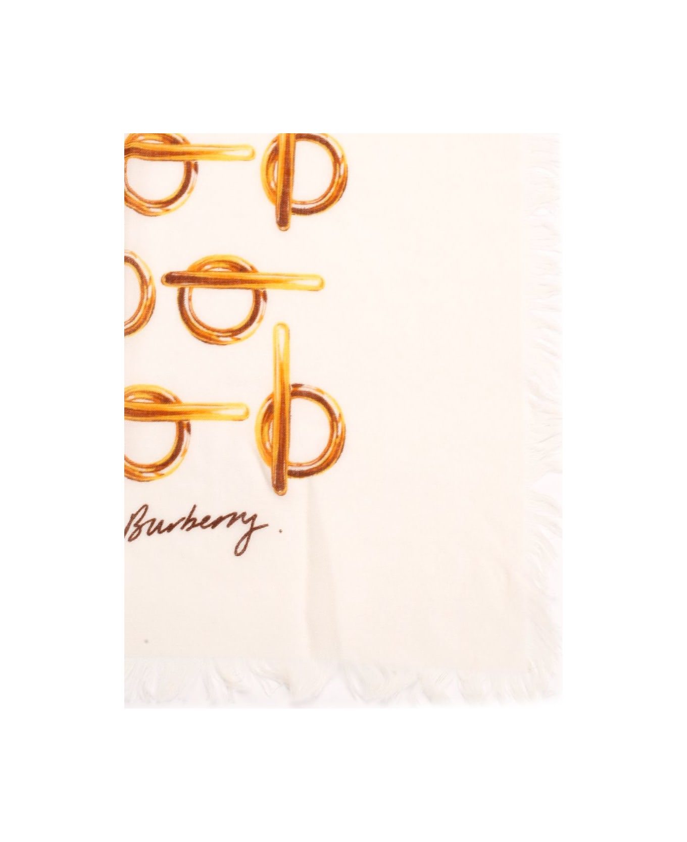 Burberry Wool Scarf B - White