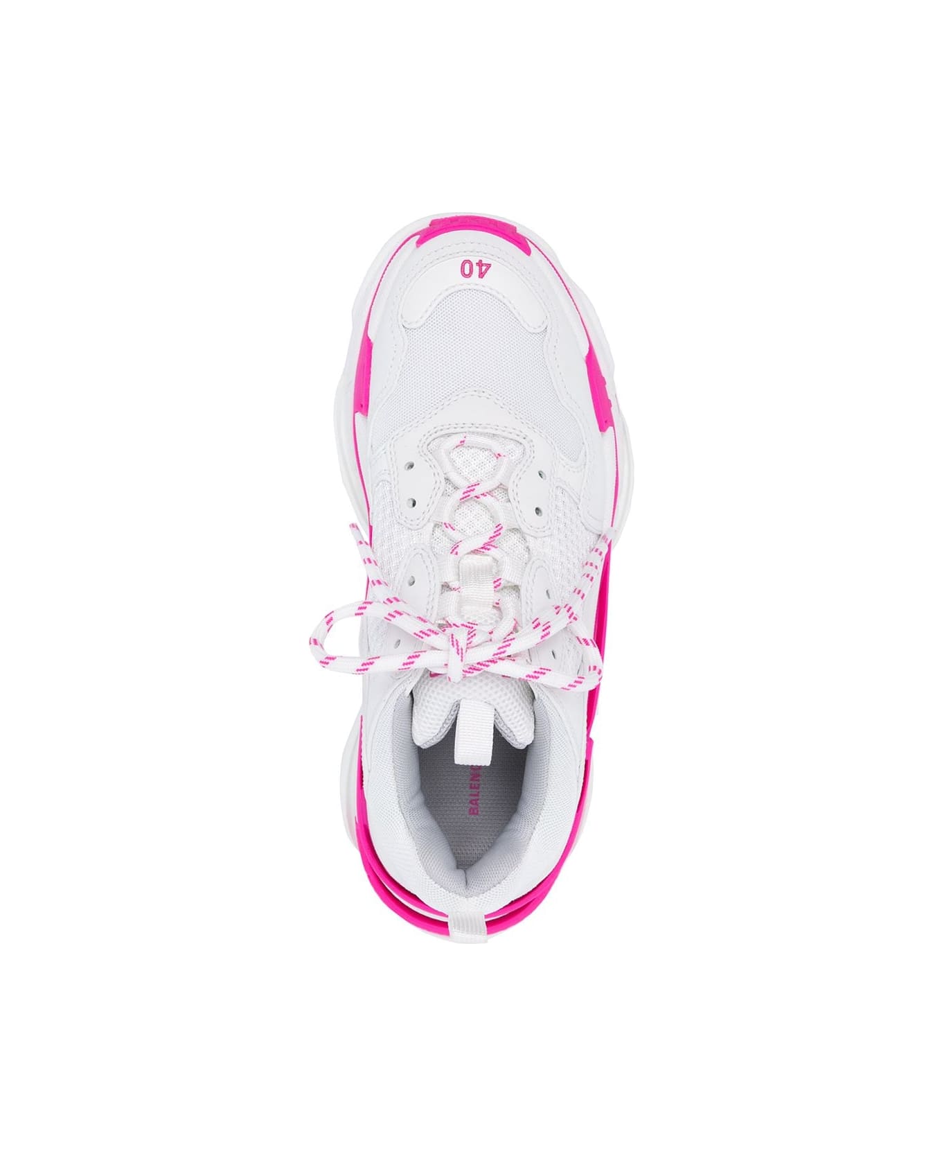 Balenciaga Woman White And Fluo Pink Triple S Sneakers - Fluo pink/white/grey