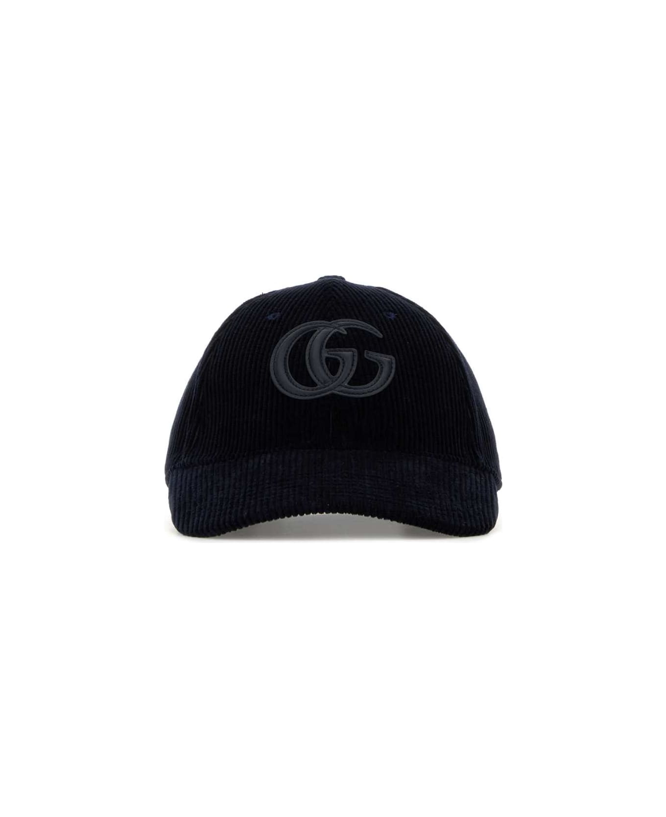 Gucci Navy Blue Corduroy Baseball Cap - SAPPHIREBLUE