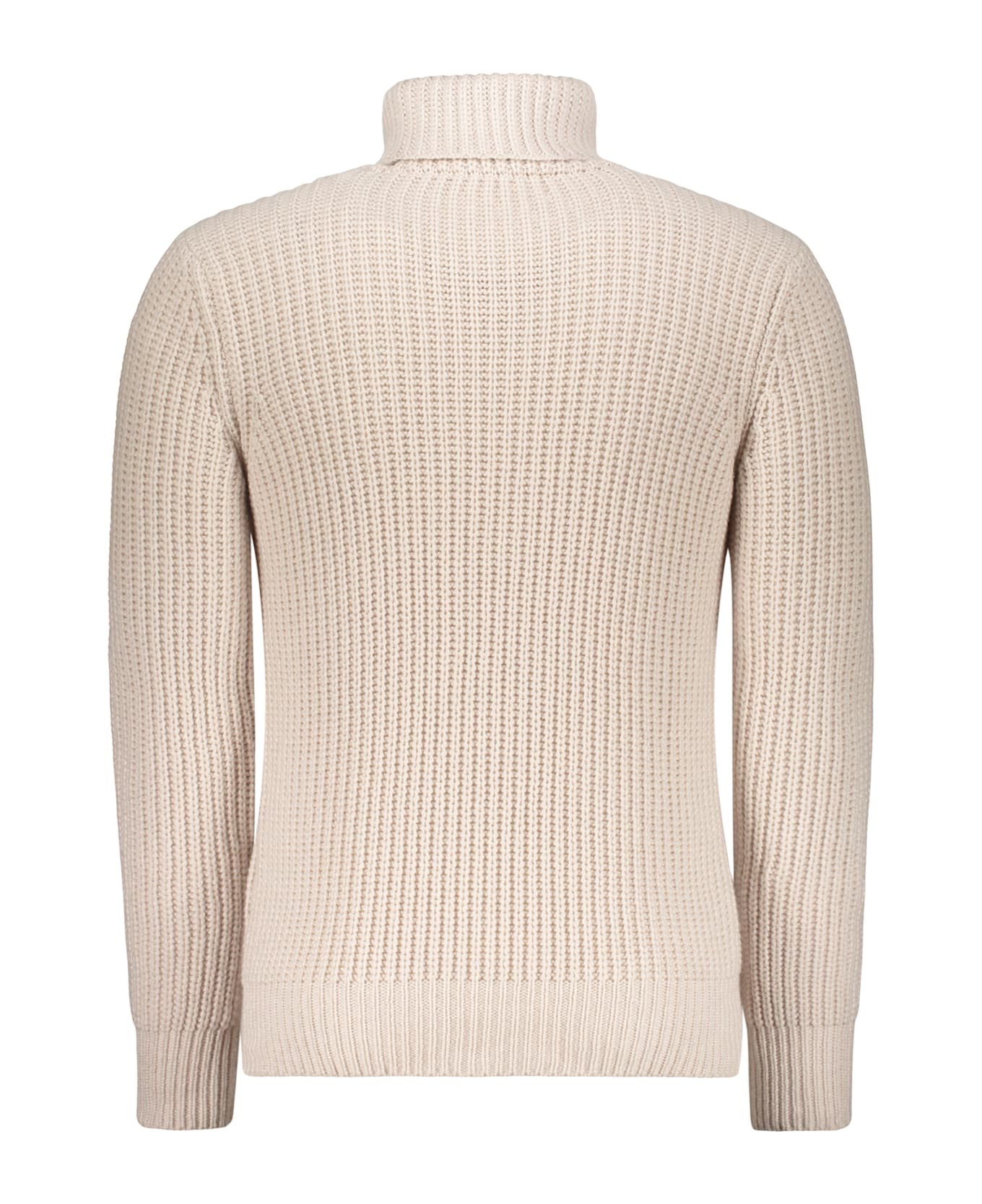 Moorer Beige Sweater With High Collar And Wide Fit In Cable Knit - Beige