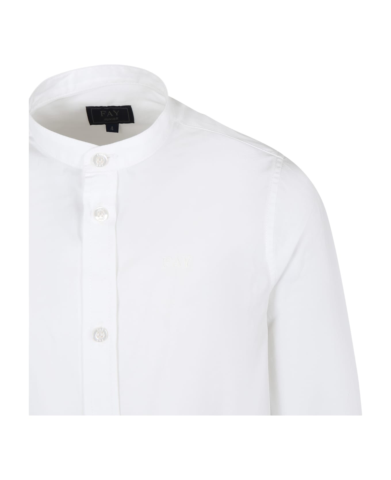 Fay White Shirt For Boy With Logo - White