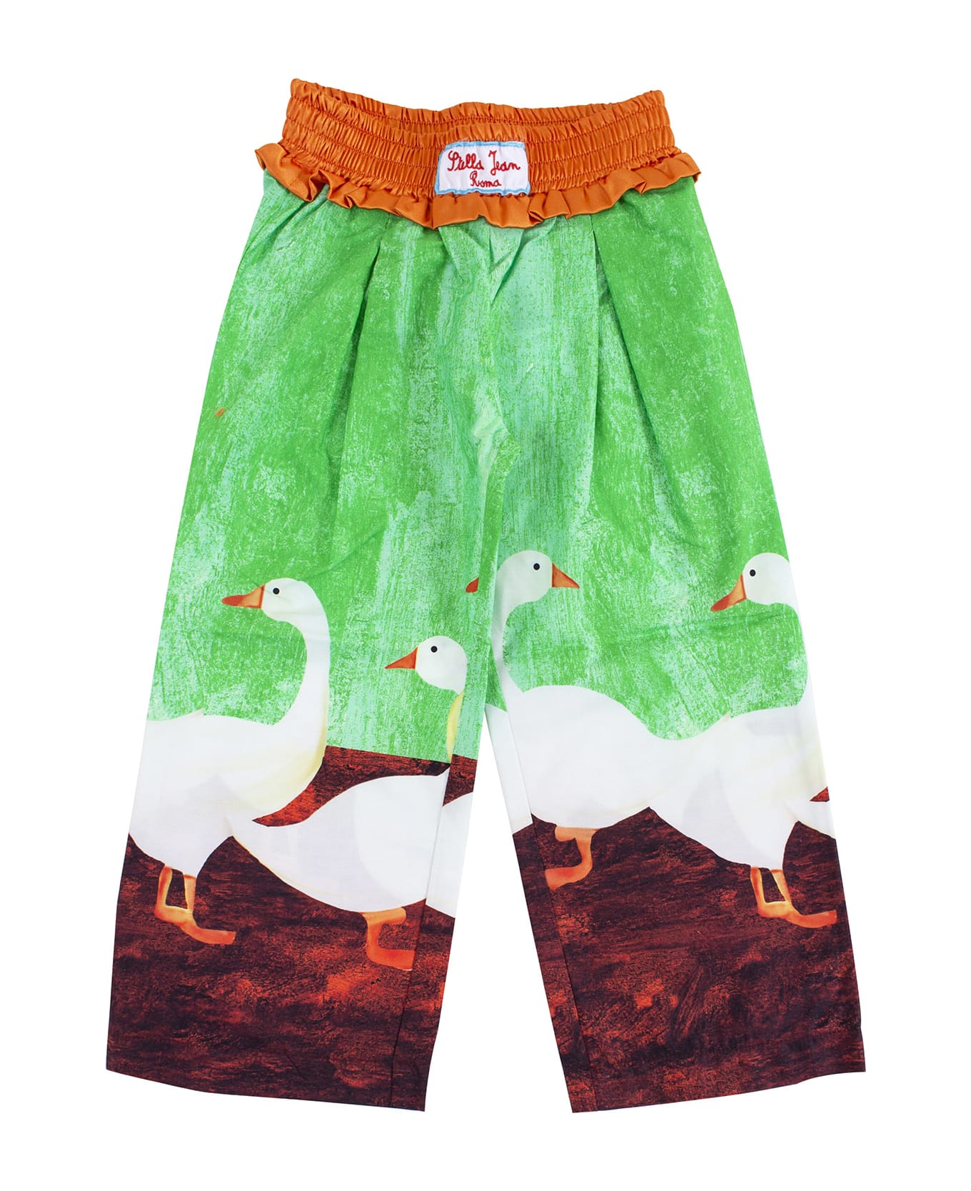 Stella Jean Girl Trousers Printed With Geese - Green