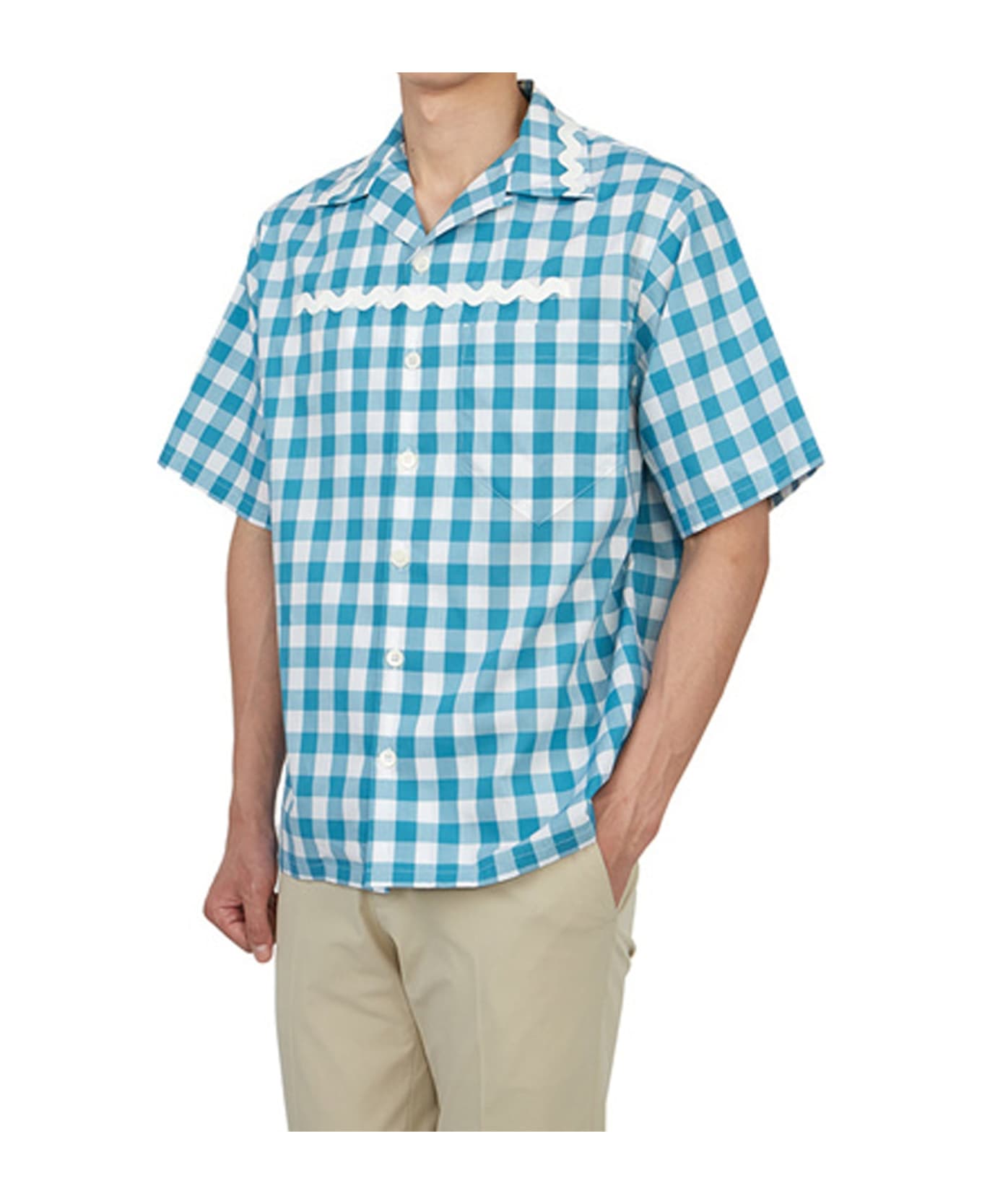 Prada Checked Cotton Shirt - Blue シャツ