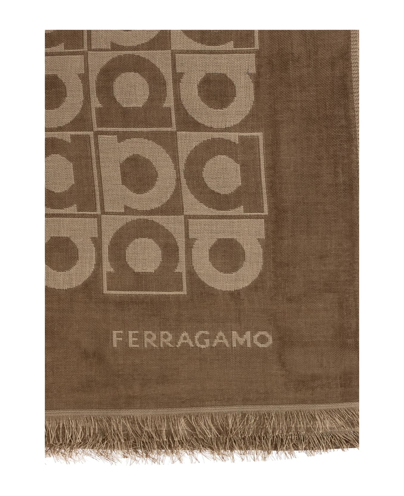 Ferragamo Scarf With Monogram - Brown