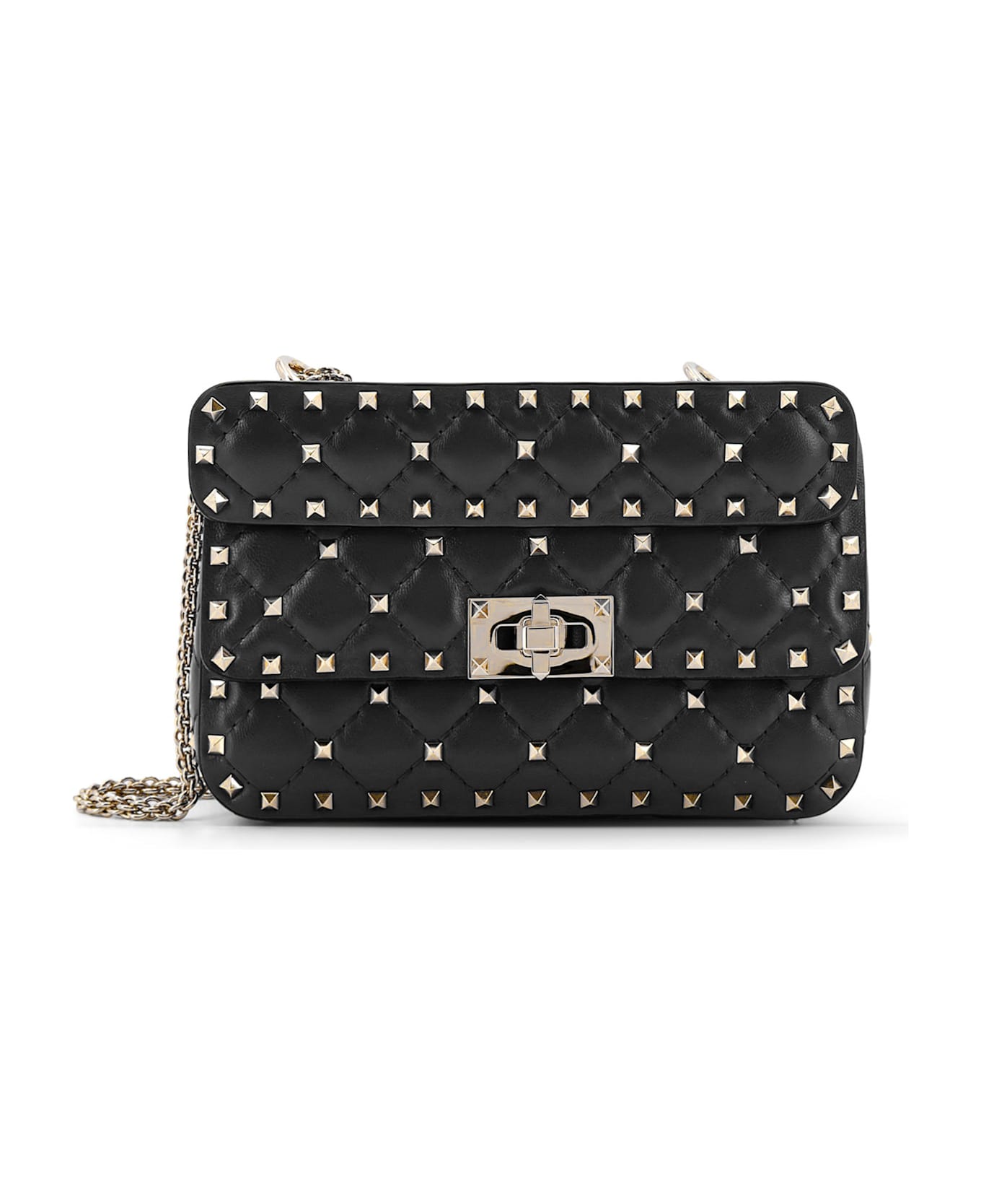 Valentino Garavani Rockstud Spike Media Shoulder Bag - Black