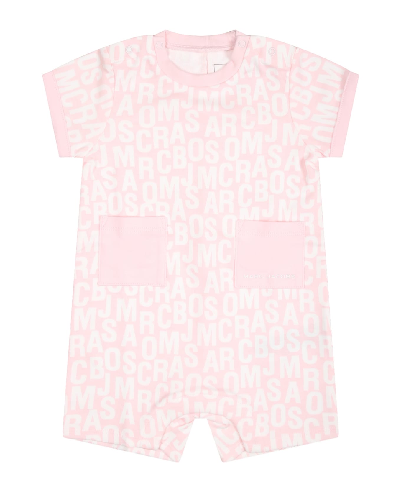Marc Jacobs Pink Romper For Baby Girl With Logo - Pink ボディスーツ＆セットアップ