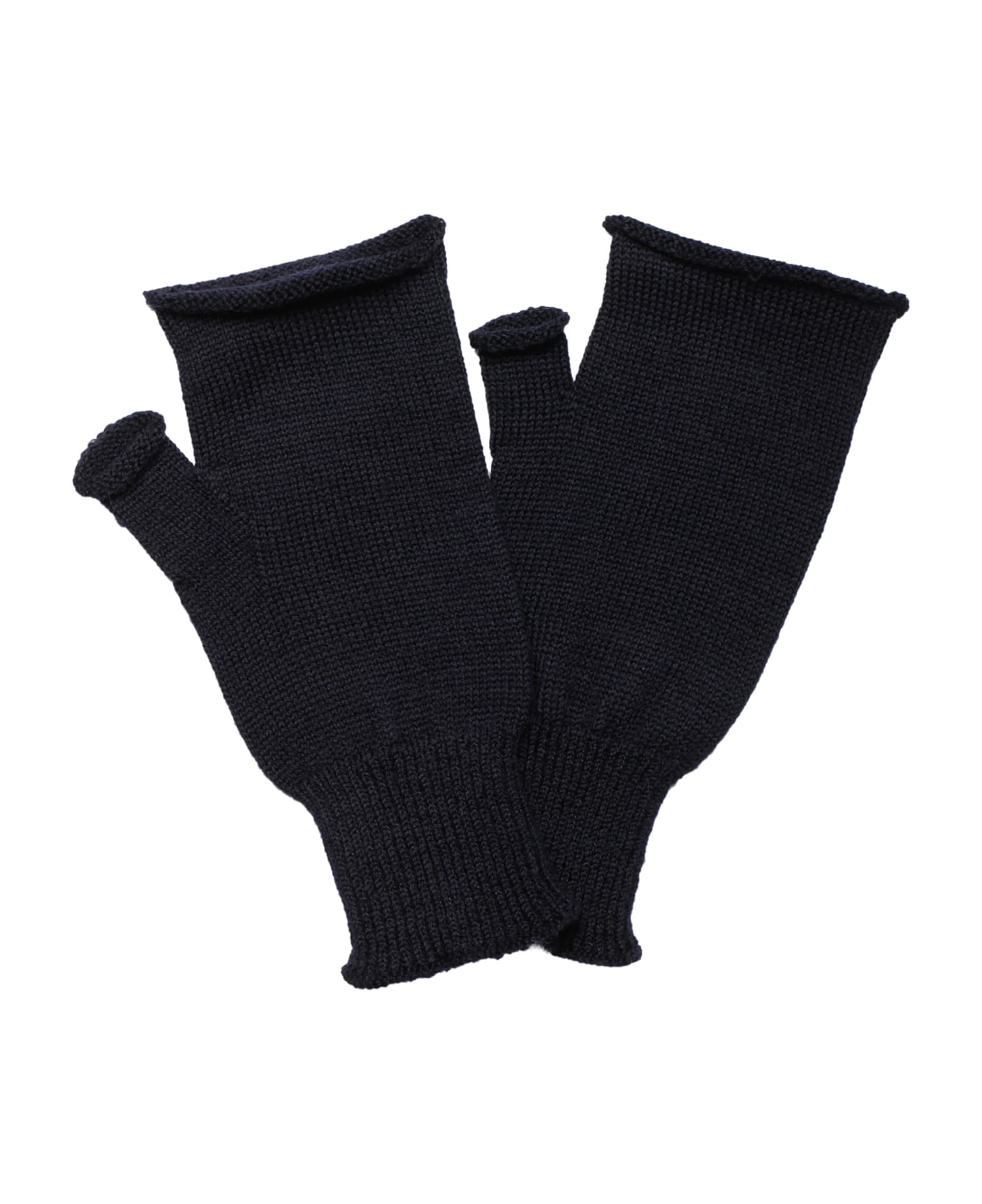 Maison Margiela Navy Wool Fingerless Mitten Gloves - Navy