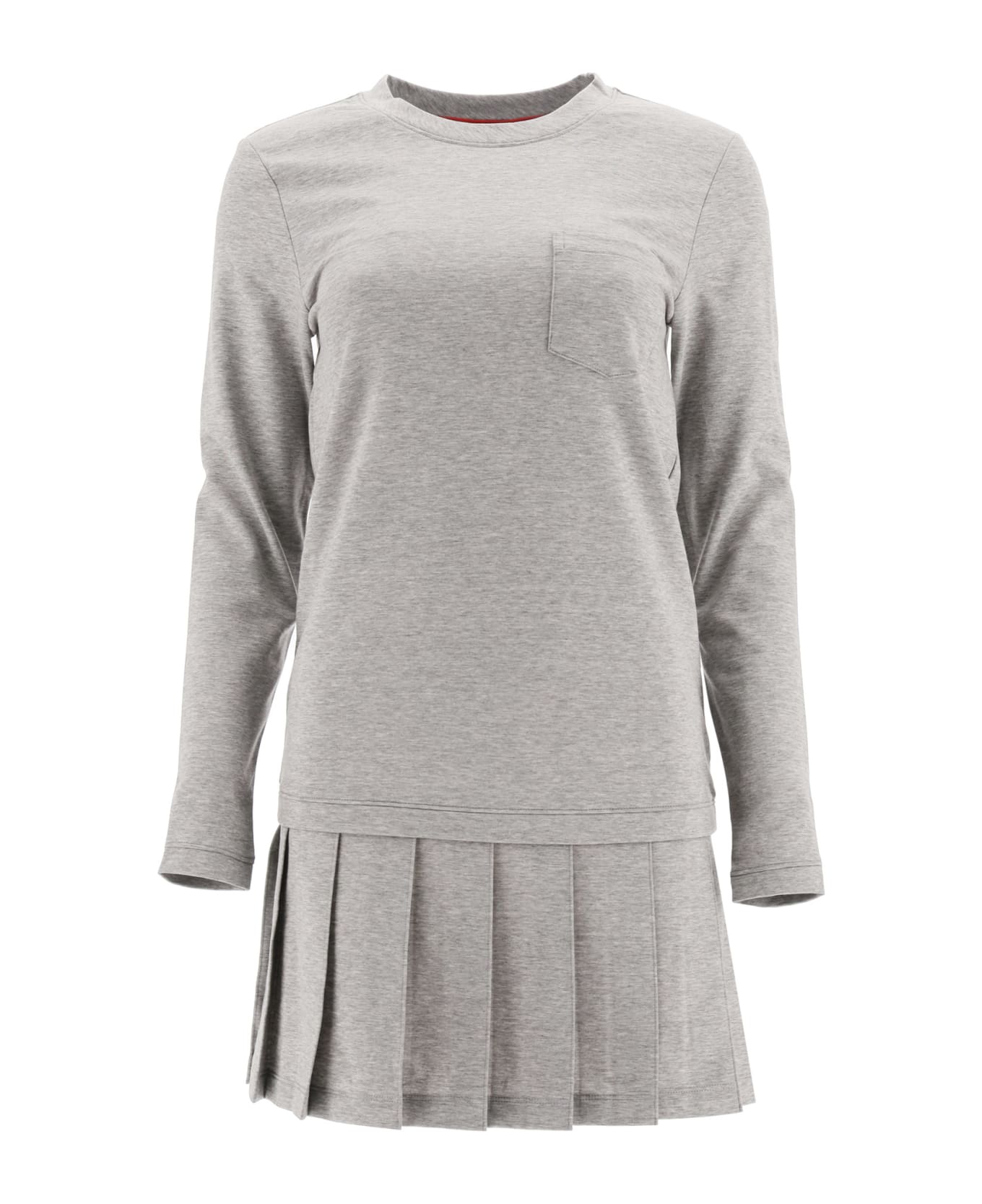 Thom Browne Pleated Mini Dress - LIGHT GREY (Grey)
