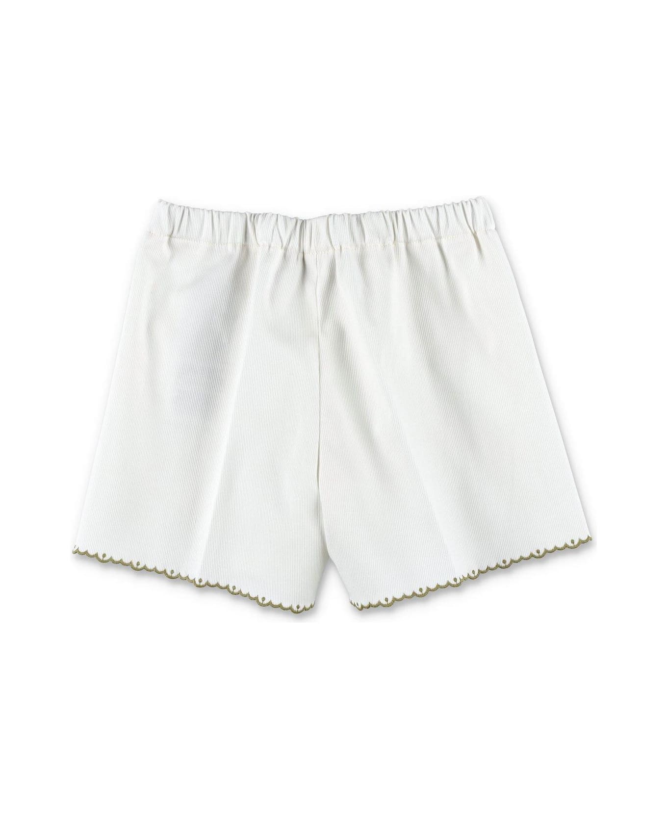 Gucci Logo Embroidered Bermuda Shorts - Soft White
