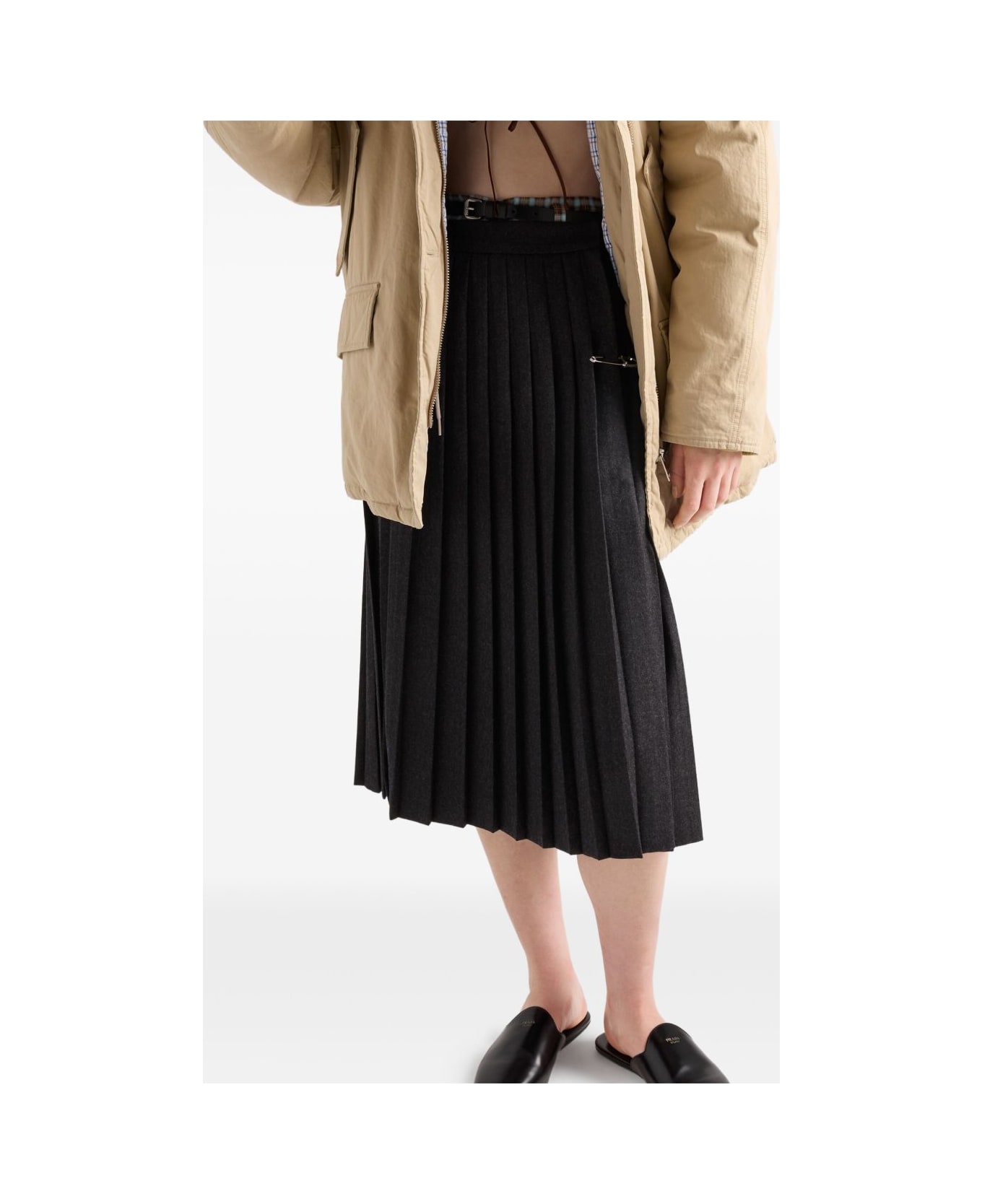 Prada Gray Pleated Skirt - Grey