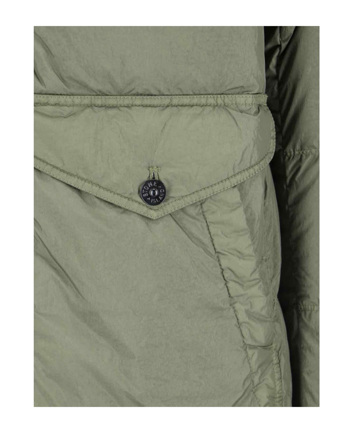 Stone Island Logo Hooded Down Jacket - Musk