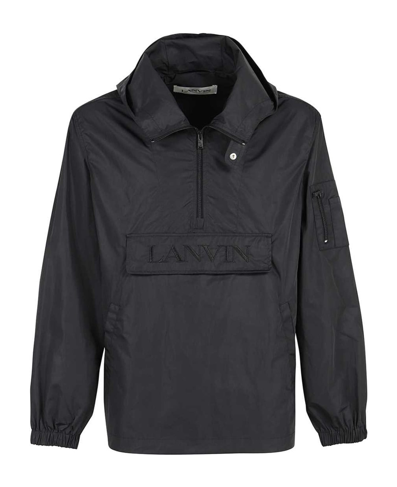Lanvin Logo Hooded Windbreaker - Black