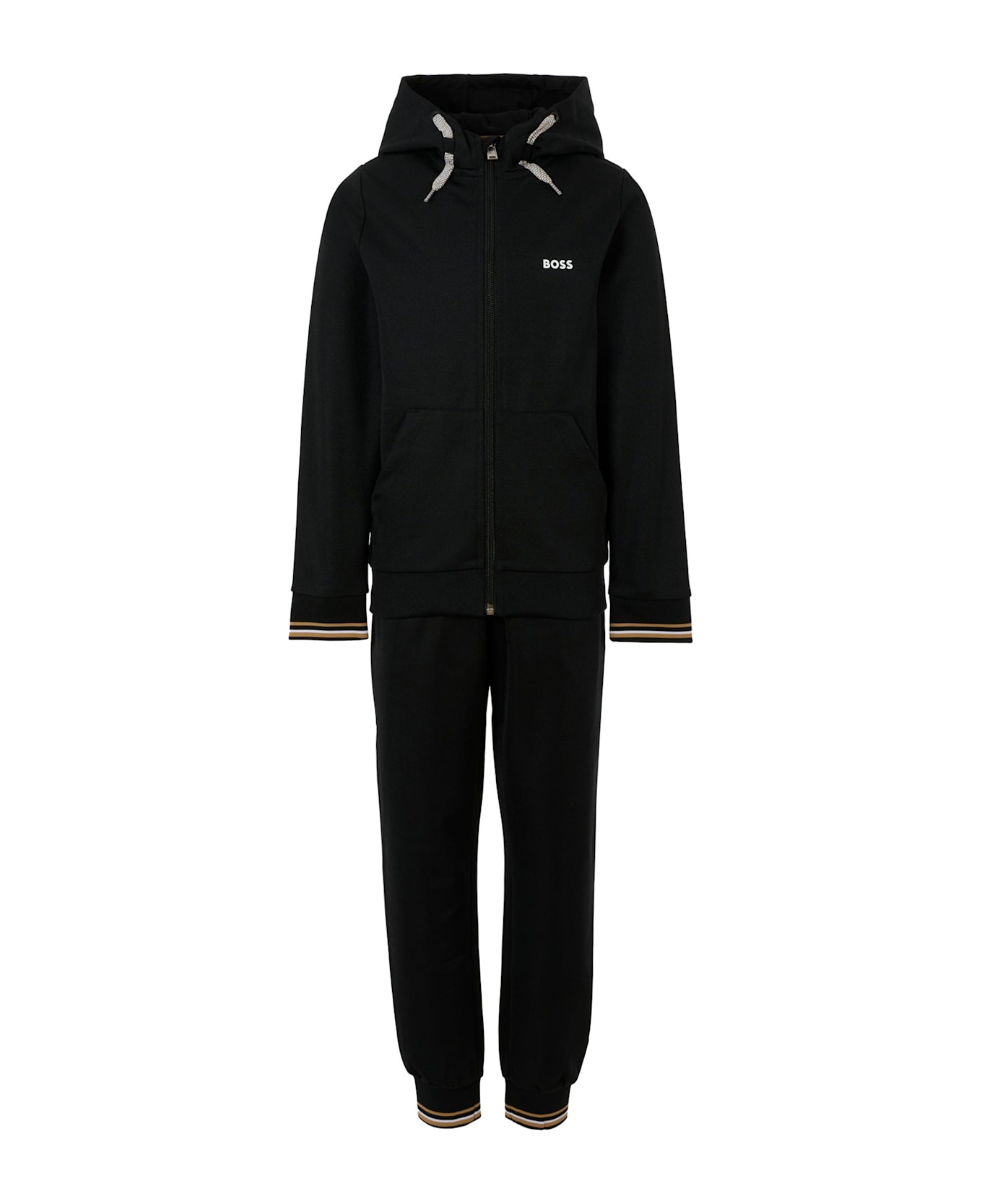 Hugo Boss Black Suit For Boy With White Logo - Black