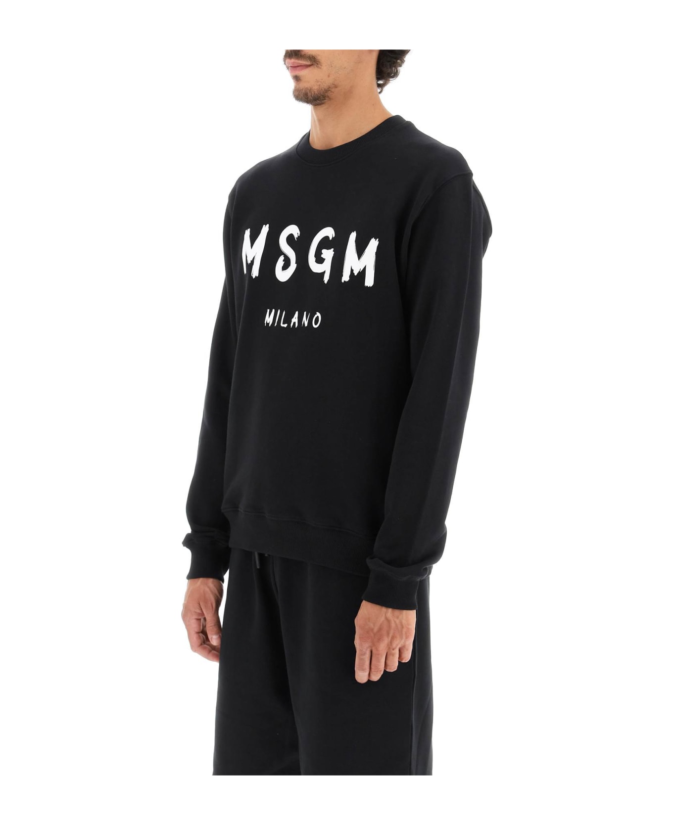 MSGM Brushed Logo Sweatshirt - Nero フリース