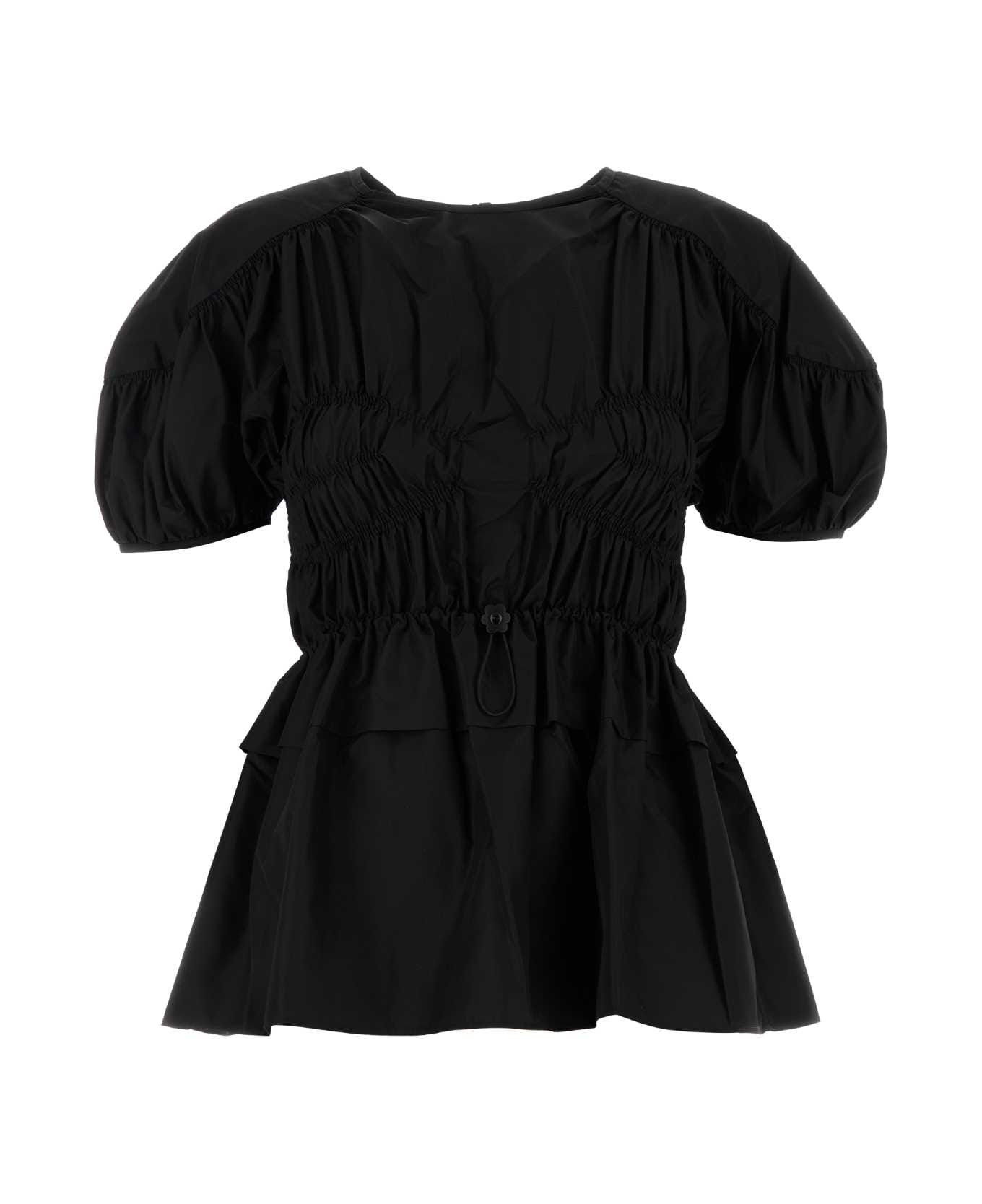 Cecilie Bahnsen Black Tech Fabric Brooklyn Top - BLACK