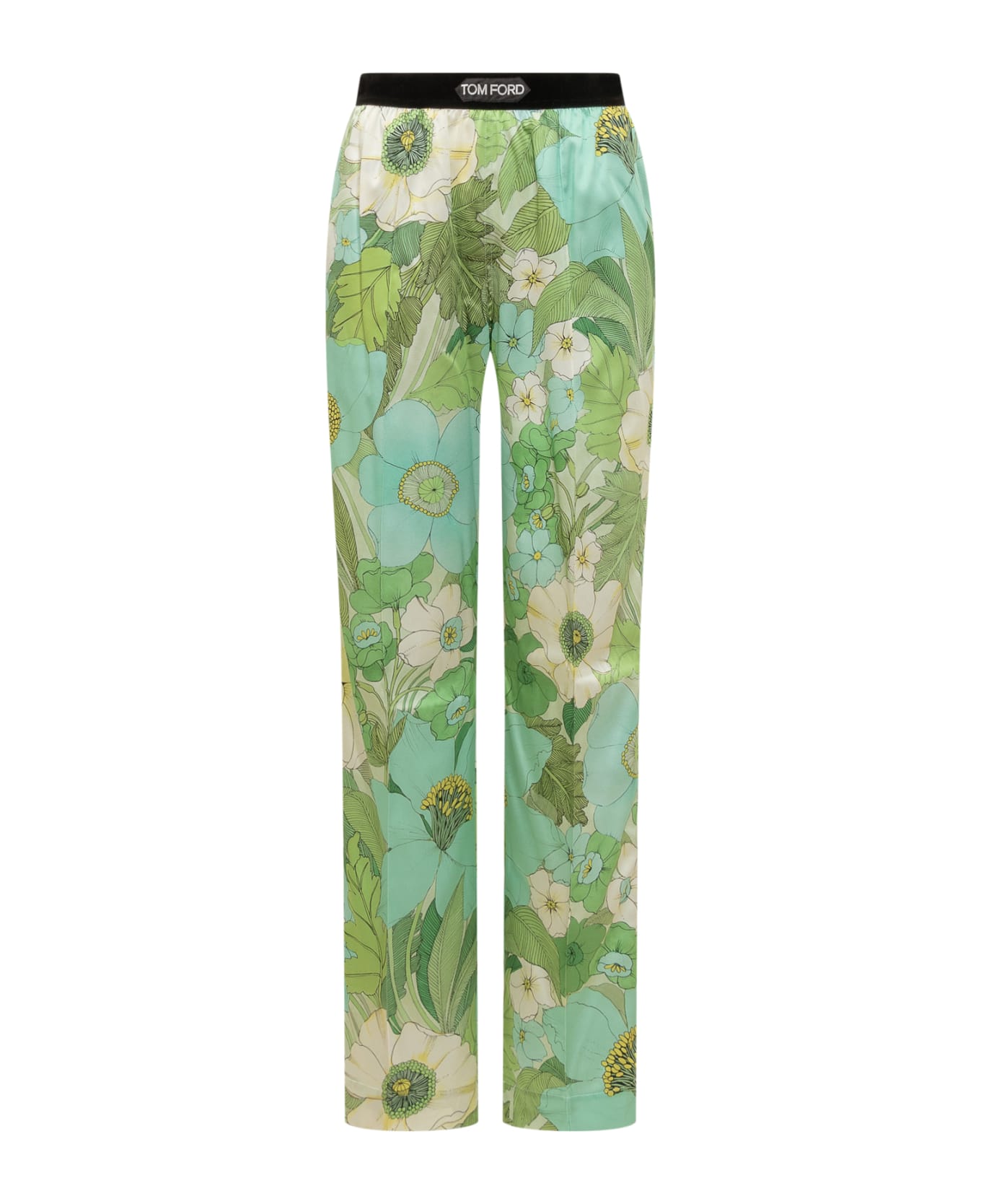 Tom Ford Pants With Floral Decoration - AQUA PALE GREEN