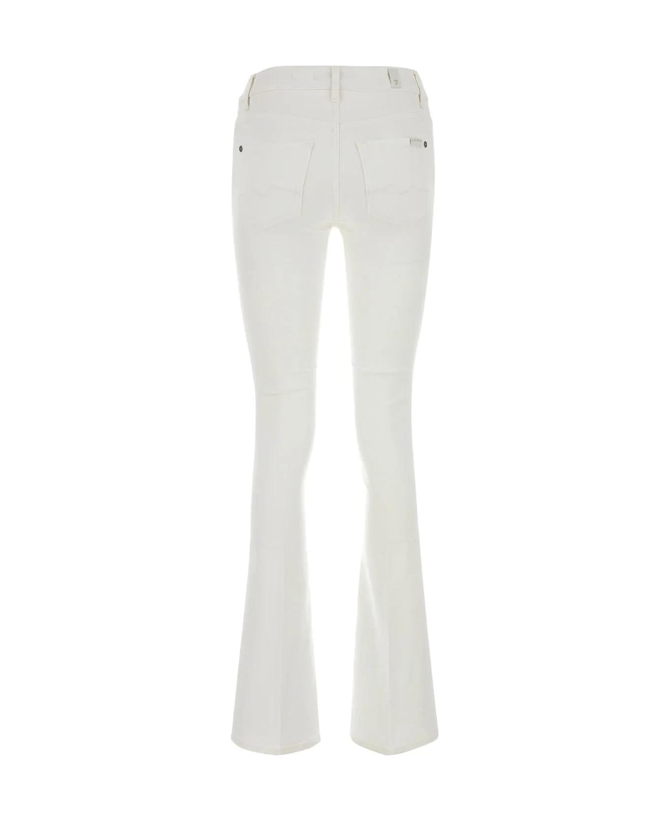 7 For All Mankind White Stretch Denim Bootcut Jeans - White