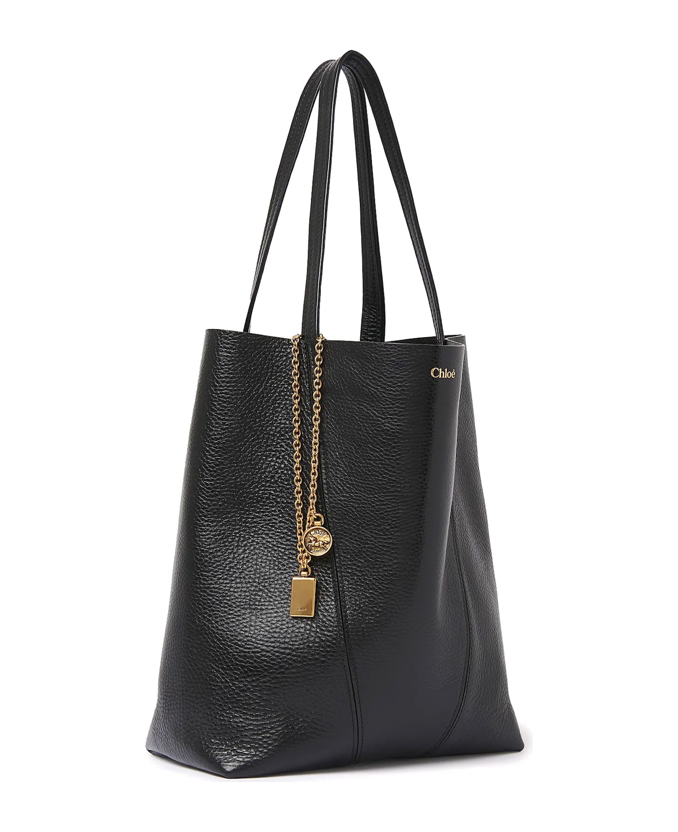 Chloé Spin Leather Shoulder Bag - Black