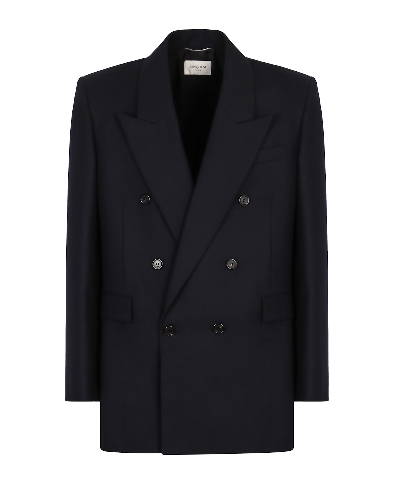 Saint Laurent Double-breasted Jacket In Wool - blue