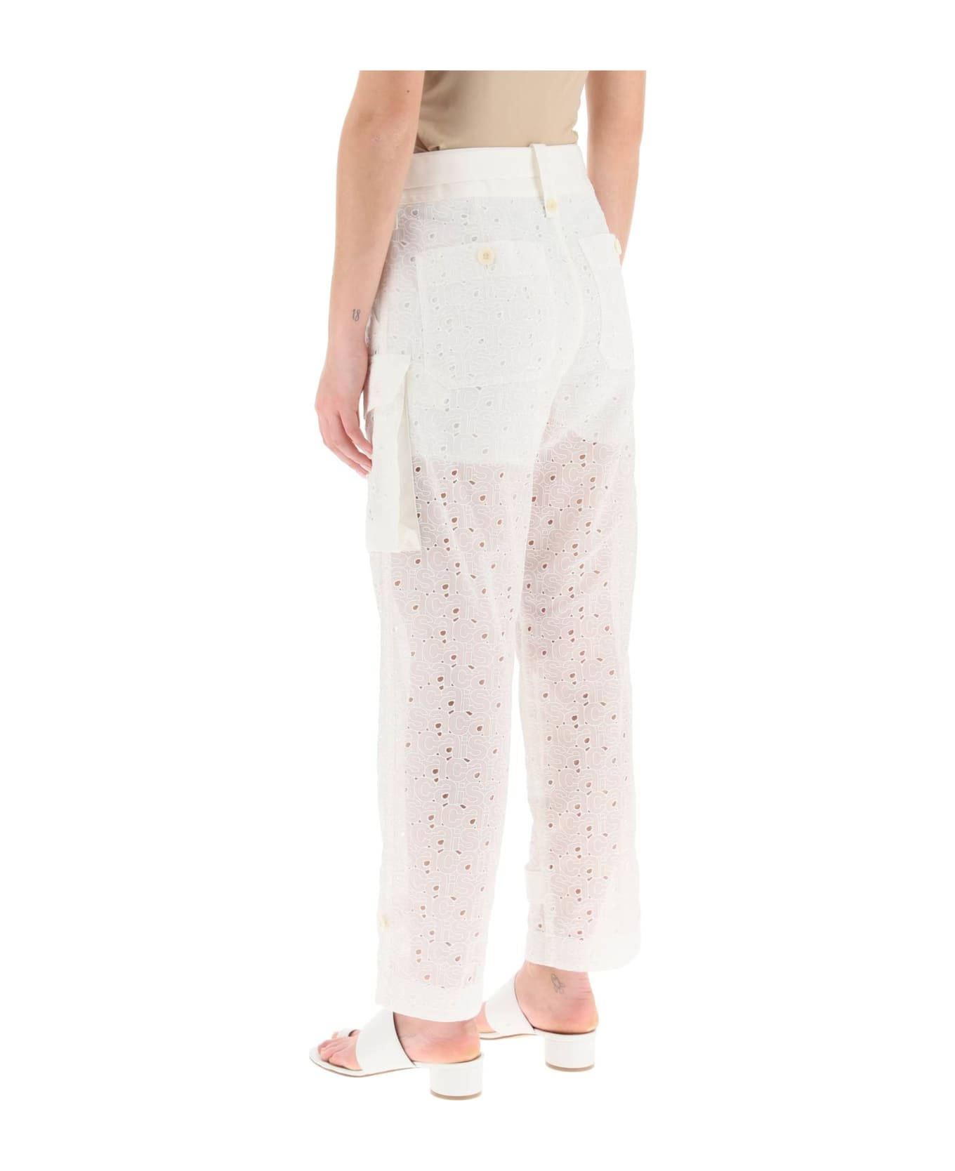 Sacai Monogram Lace Cargo Pants - OFF WHITE (White)