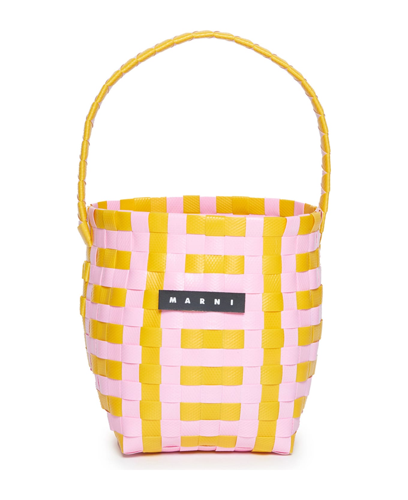Marni Mw62f-pod Kid Bag Superbreak Bags Marni Lemon Yellow Woven Pod Bag With Single Handle And Applied Logo - Lemon zest yellow