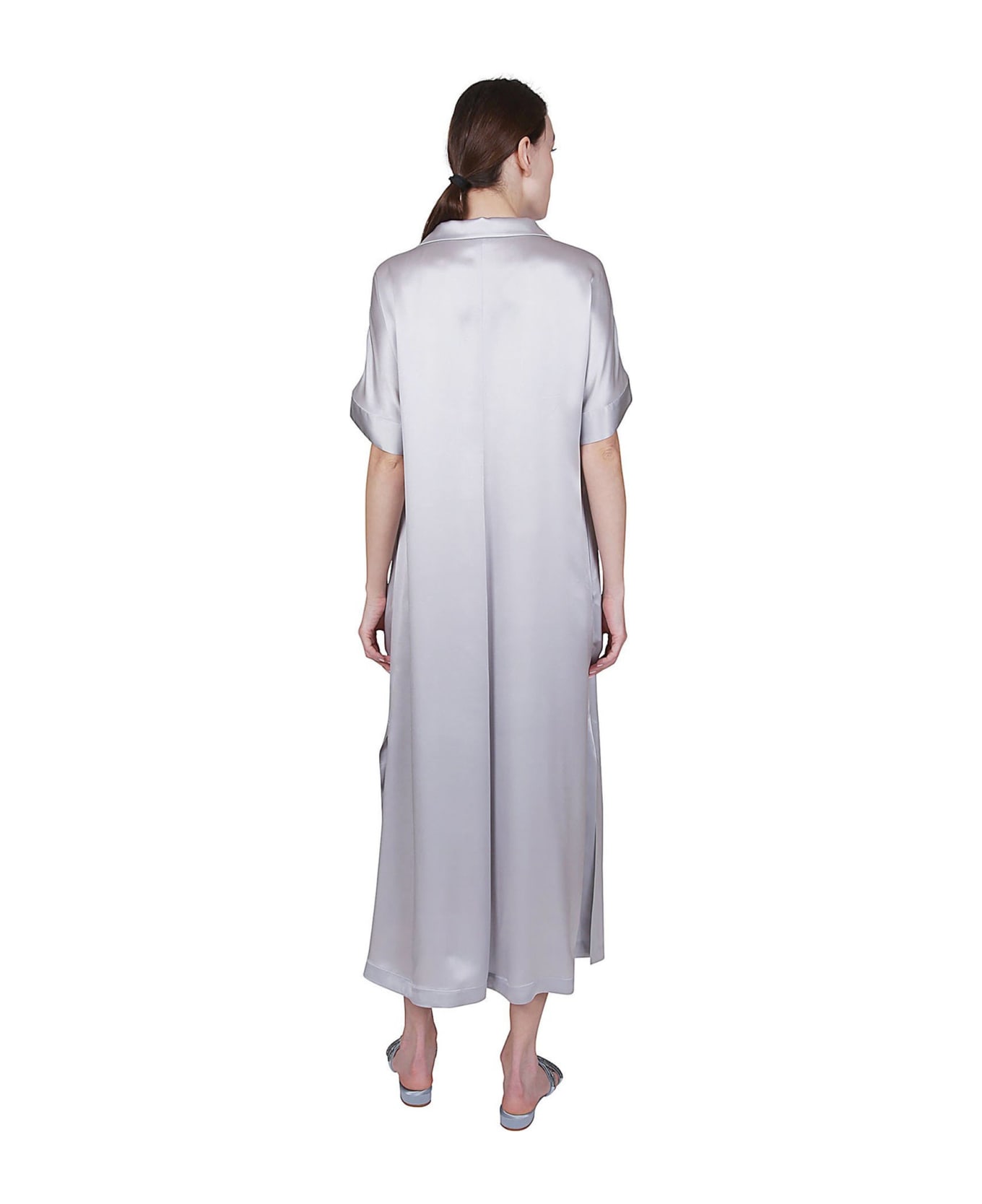 Eleventy Long Dress With Short Sleeves - POLVERE