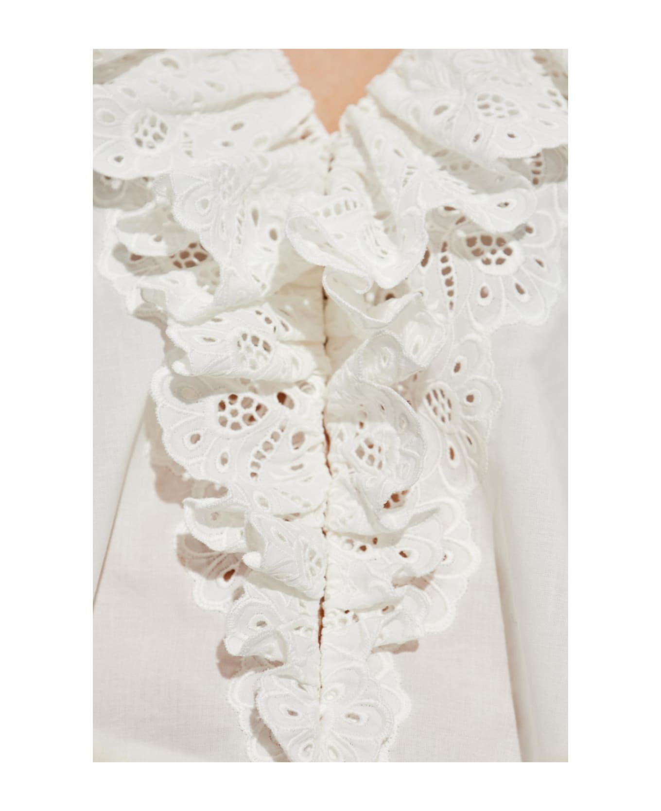 Chloé Top With Openwork Ruffles - White
