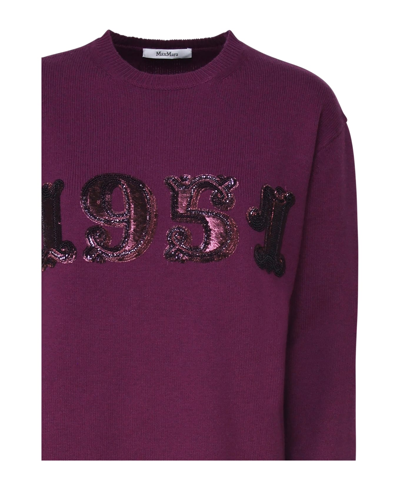 Max Mara Plata Pullover In Wool, Cashmere And Sequins - Dark Violet