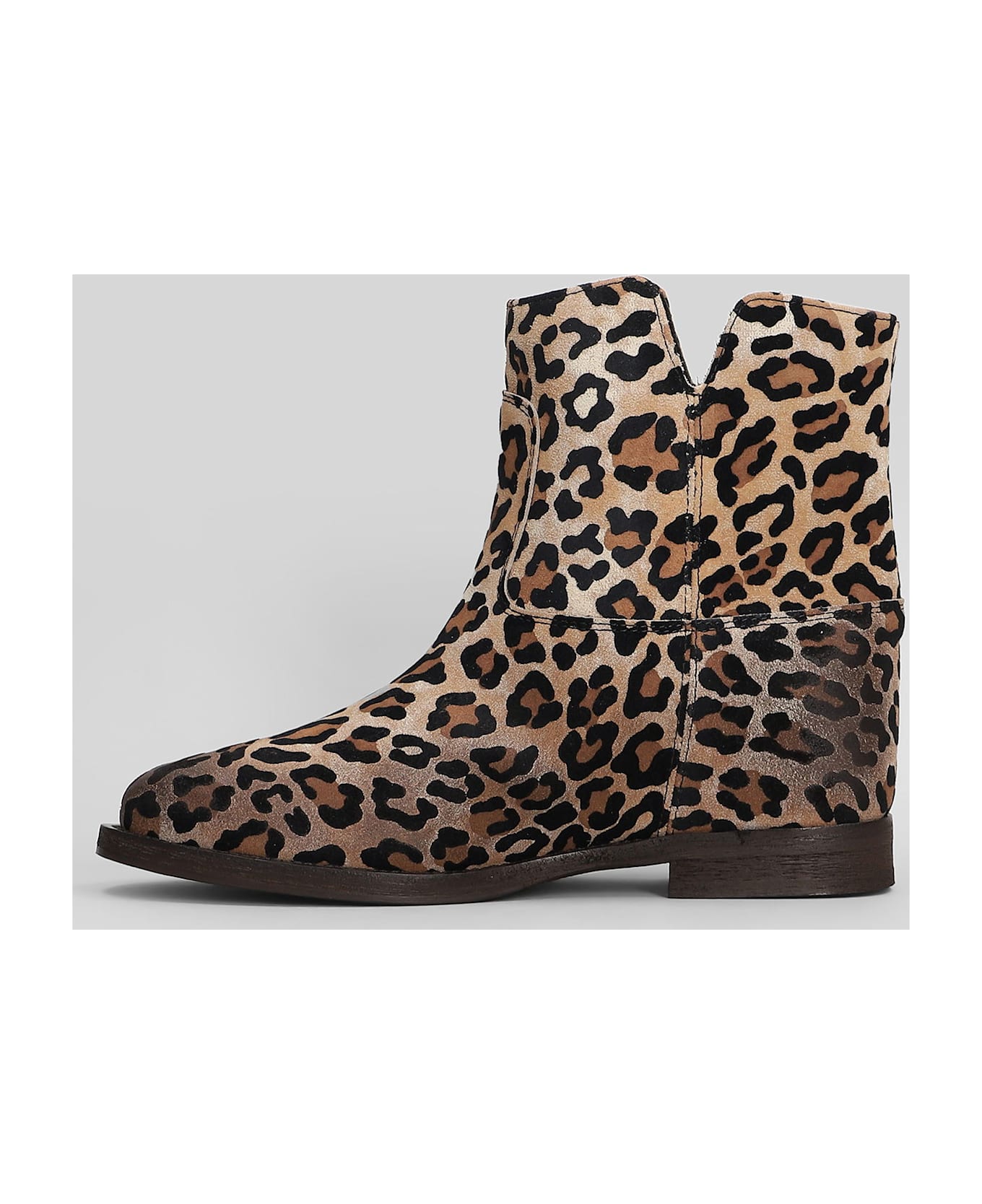 Via Roma 15 Ankle Boots Inside Wedge In Animalier Suede - Animalier