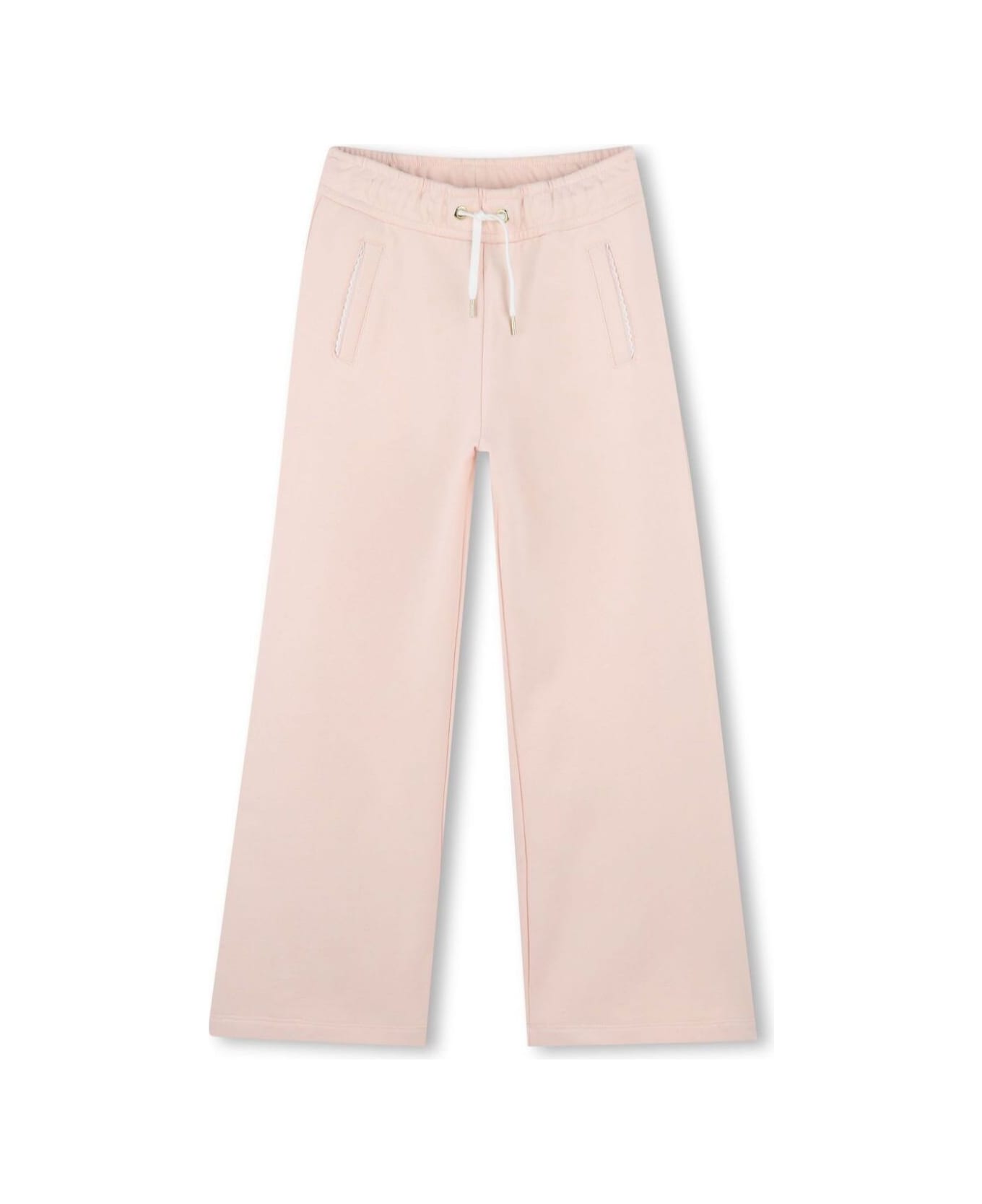 Chloé Pink Pants With Elastic Waist And Logo On The Back In Cotton Girl - Pink