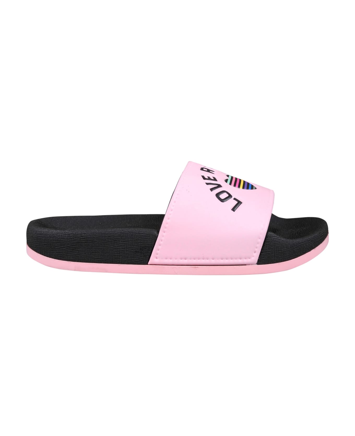 Rykiel Enfant Pink Slippers For Girl With Logo And Heart - Multicolor シューズ
