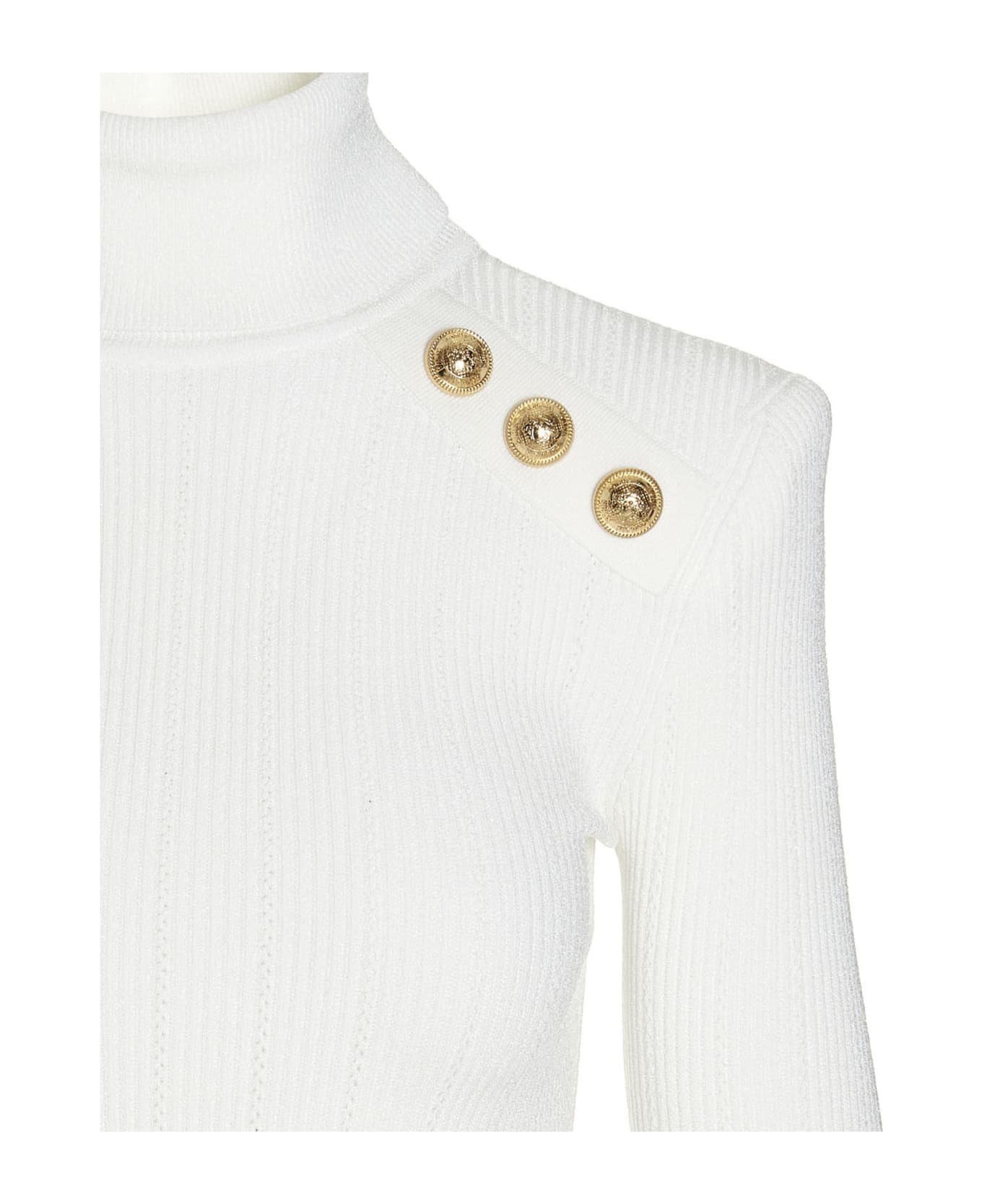 Balmain 'button-trimmed  Turtleneck Sweater - White