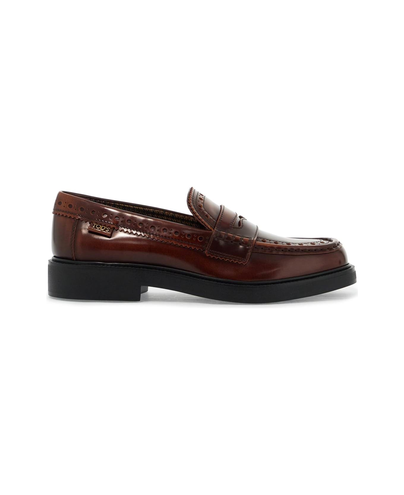 Tod's Leather Brogue Loafers - CUOIO SCURO (Brown)