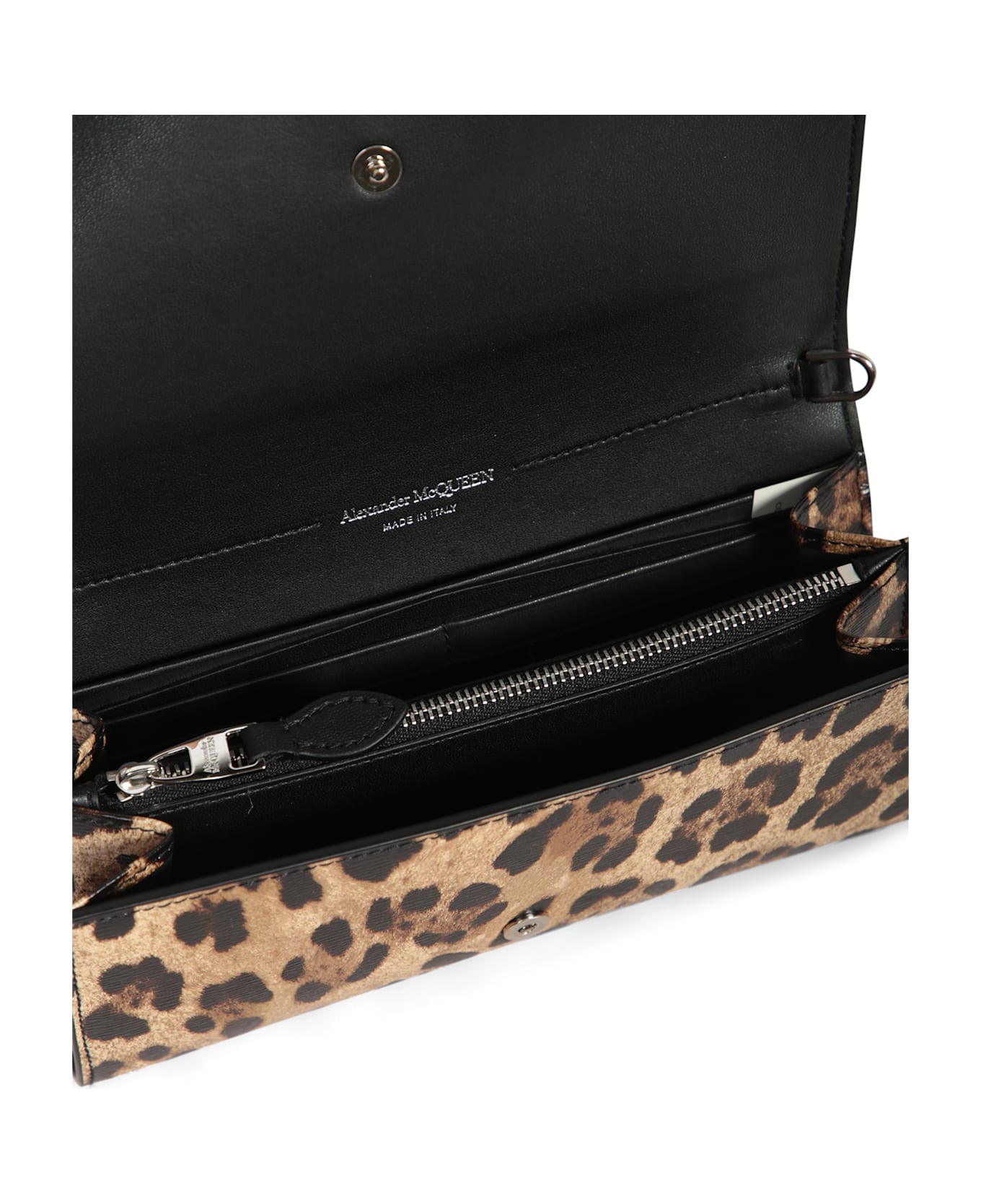 Alexander McQueen Brown Leopard Chain Wallet Bag - Brown