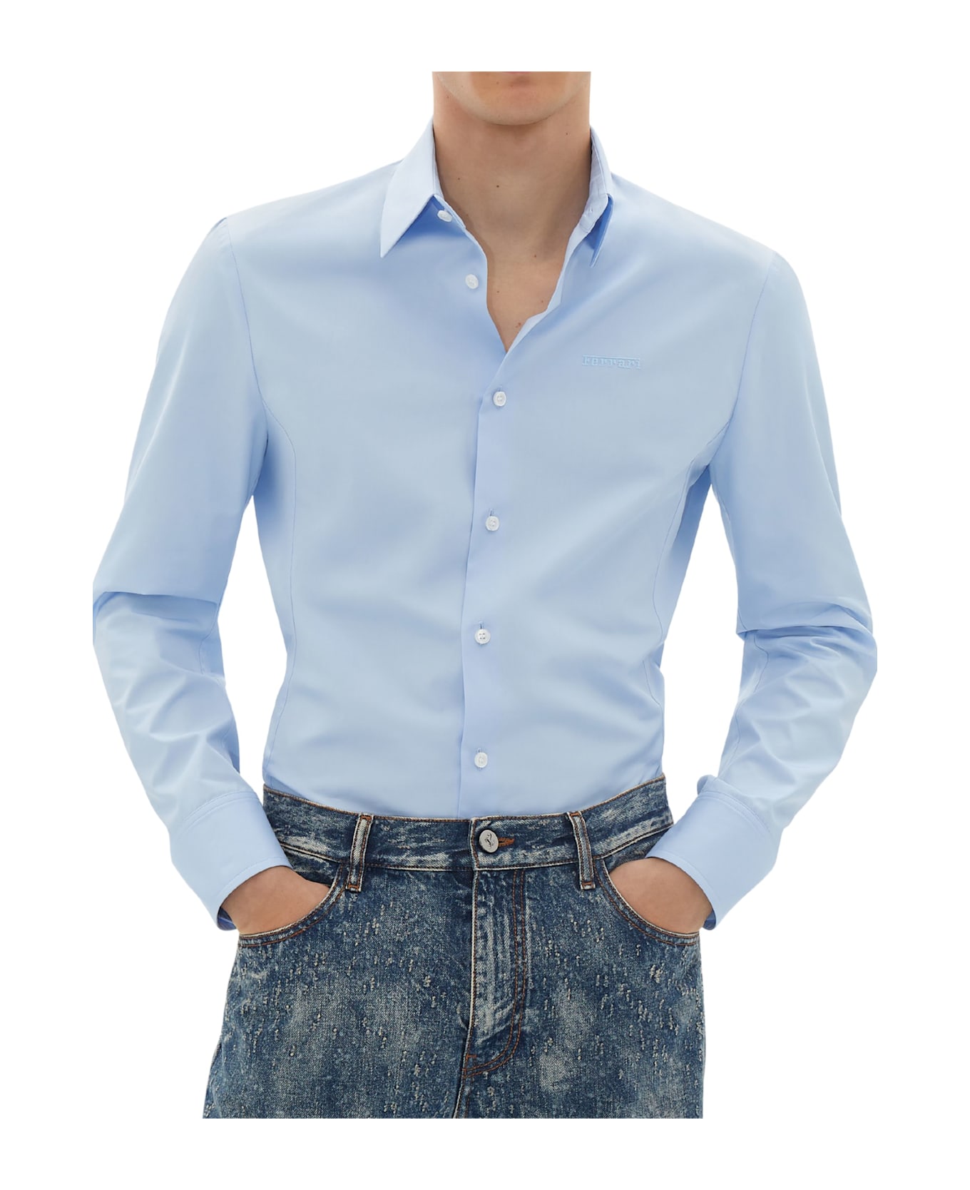 Ferrari Popeline Shirt - Clear Blue
