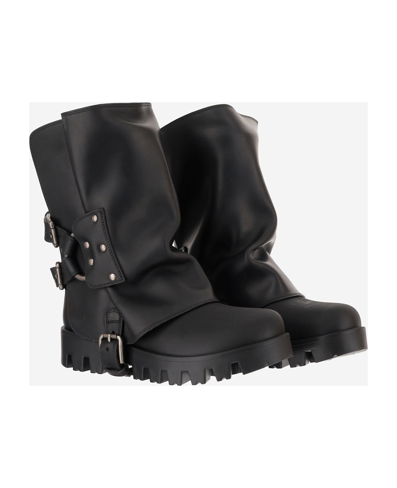 Dolce 
Gabbana Rubber And Leather Boots - Black