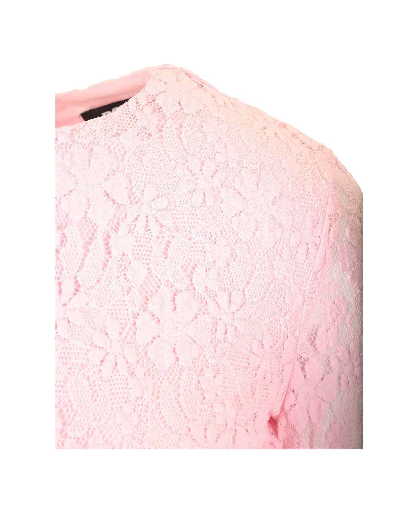 Rotate by Birger Christensen Lace Dress With Puff Sleeves - Rose