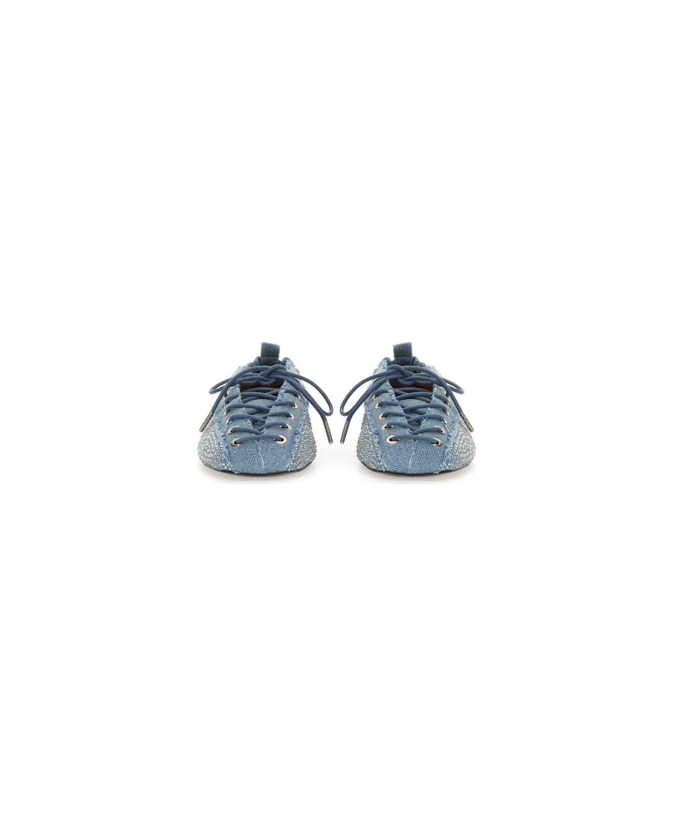 Ganni Lace-up Ballerina - DENIM