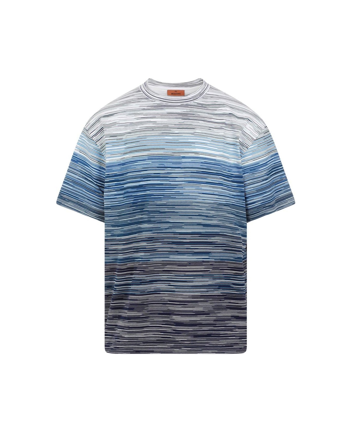 Missoni Short Sleeved Striped Crewneck T-shirt - Blue シャツ